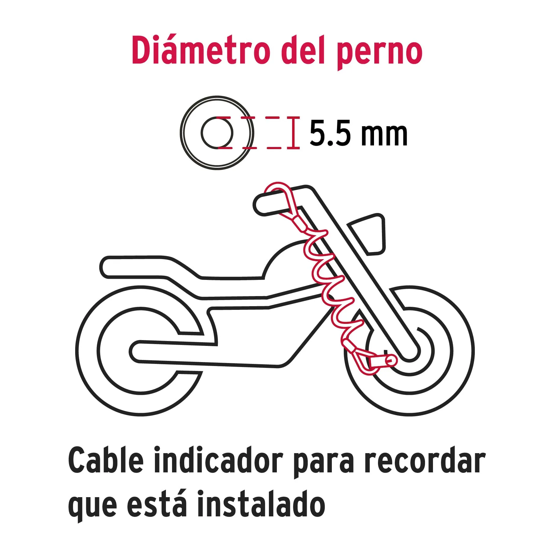 Candado Para Moto De 5.5 Mm, Uso En Discos Con Funda Y Cable Hermex