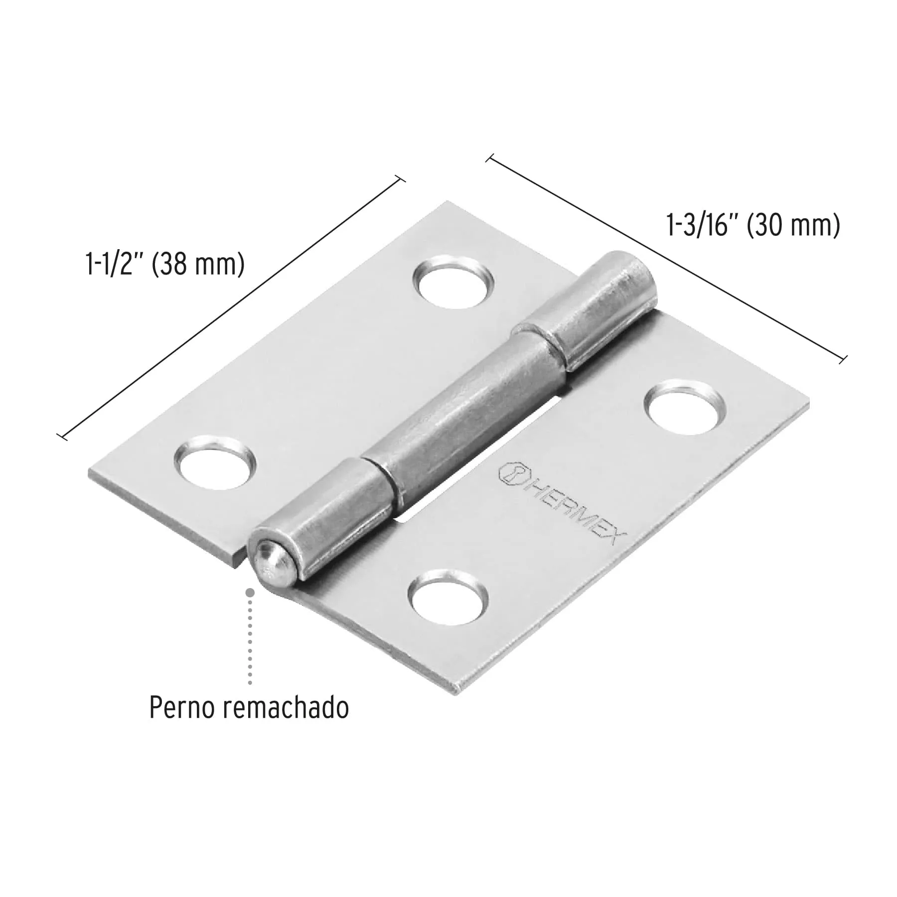 Caja De 20 Bisagras Rectangulares De 3.8 Cm, Acero Hermex