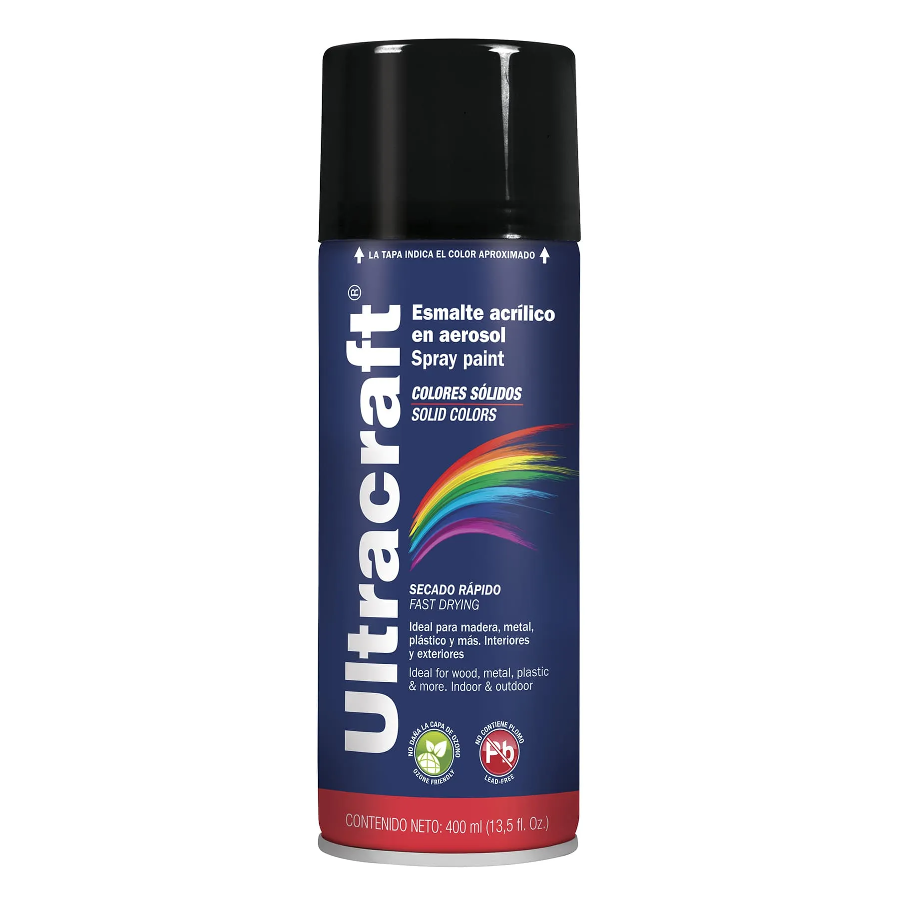 Pintura Negro Mate En Aerosol De 400 Ml, Secado Rápido Ultracraft