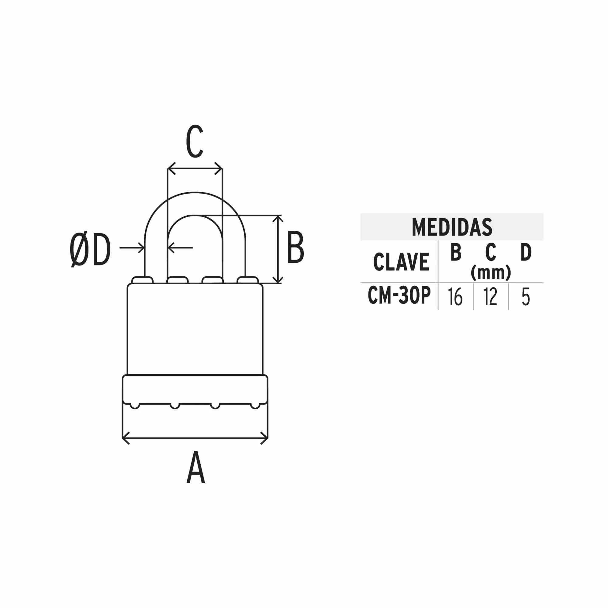 Candado De 30 Mm De Acero Con Cuerpo Laminado Y 2 Llaves Pretul