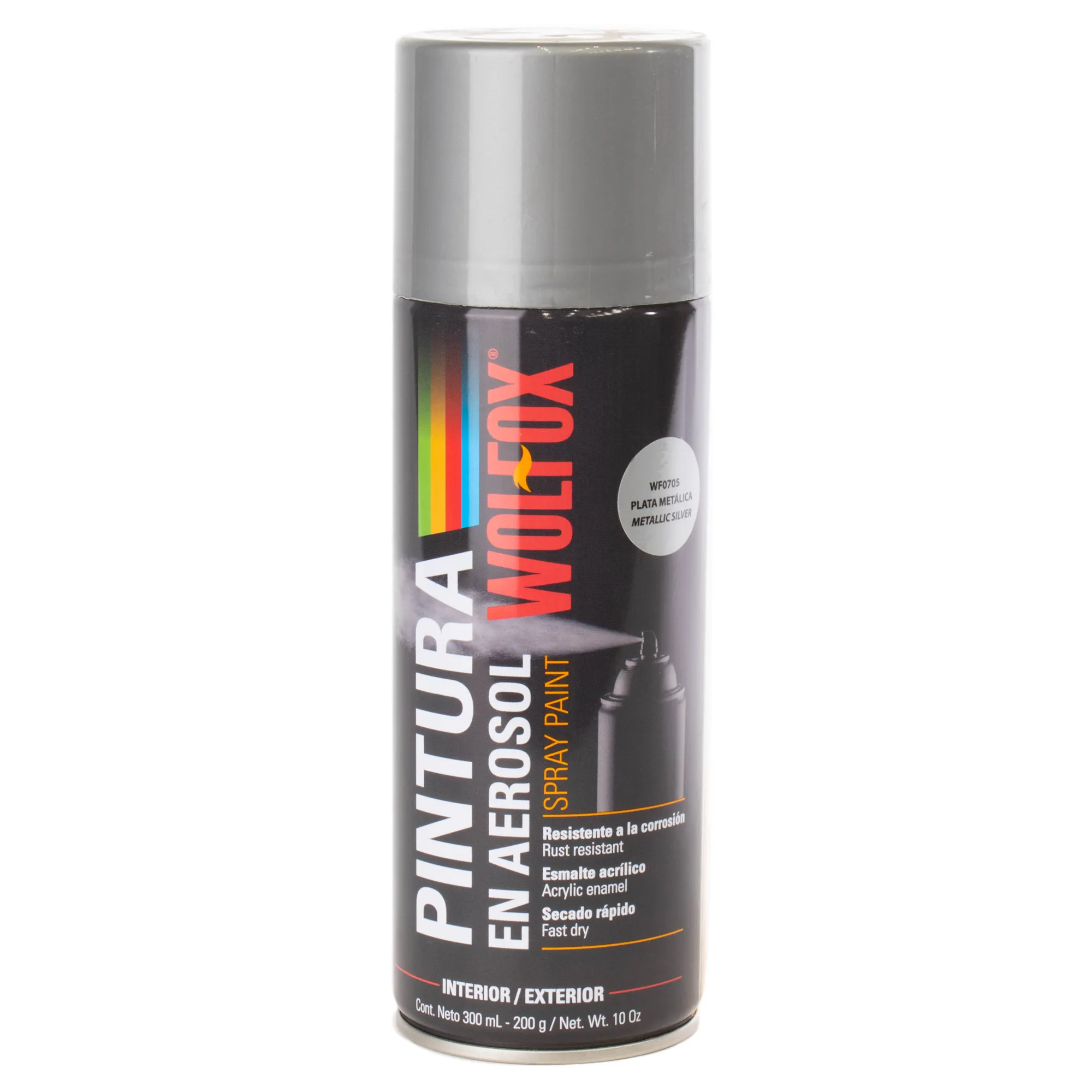 Pintura Aerosol Plata Metalizado Wolfox 300 Ml