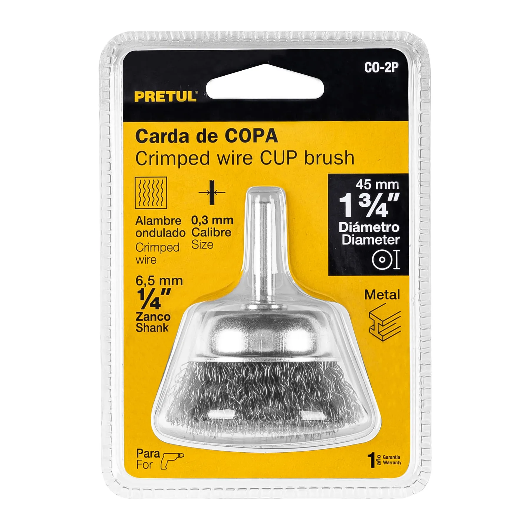 Grata De Copa De 1.3/4" Para Taladro, Alambre Grueso 15 Mm Pretul