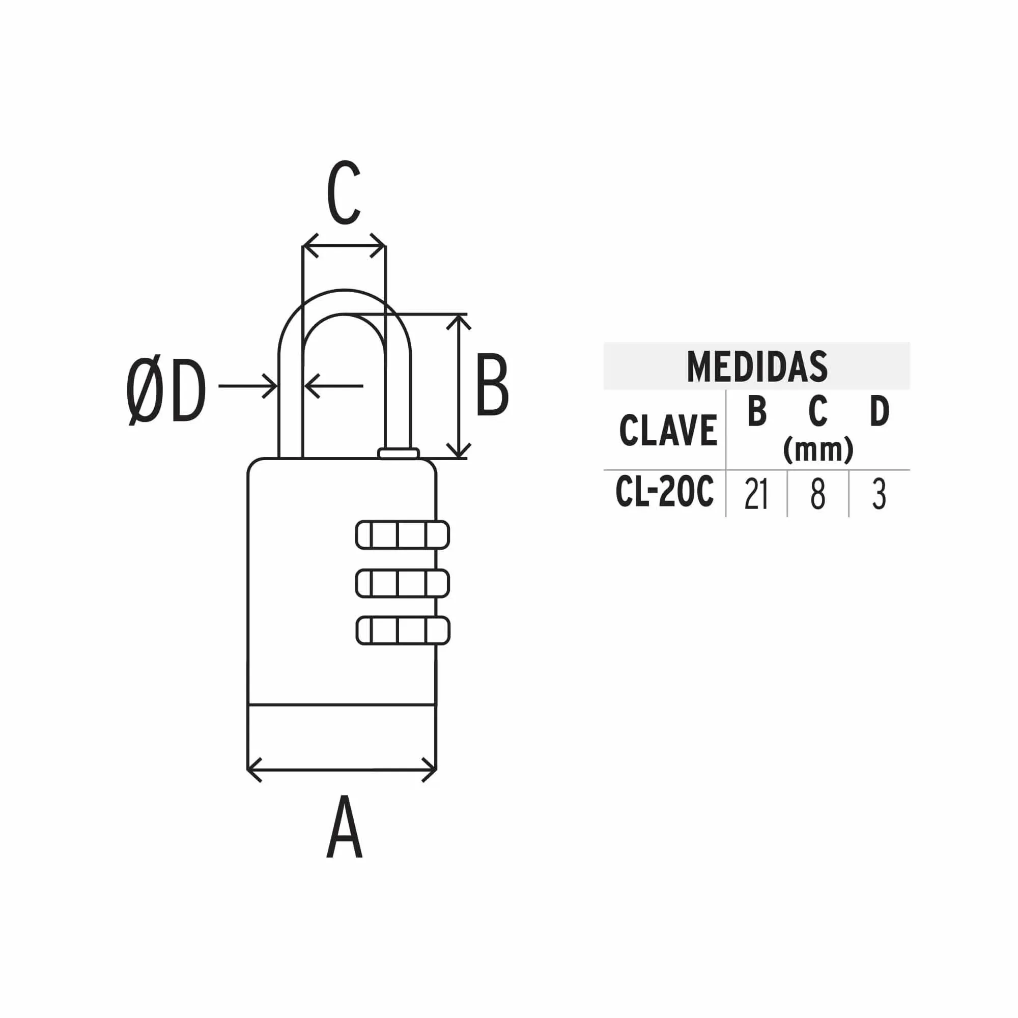 Candado De Combinación De 20 Mm En Latón, No Requiere Llave Hermex