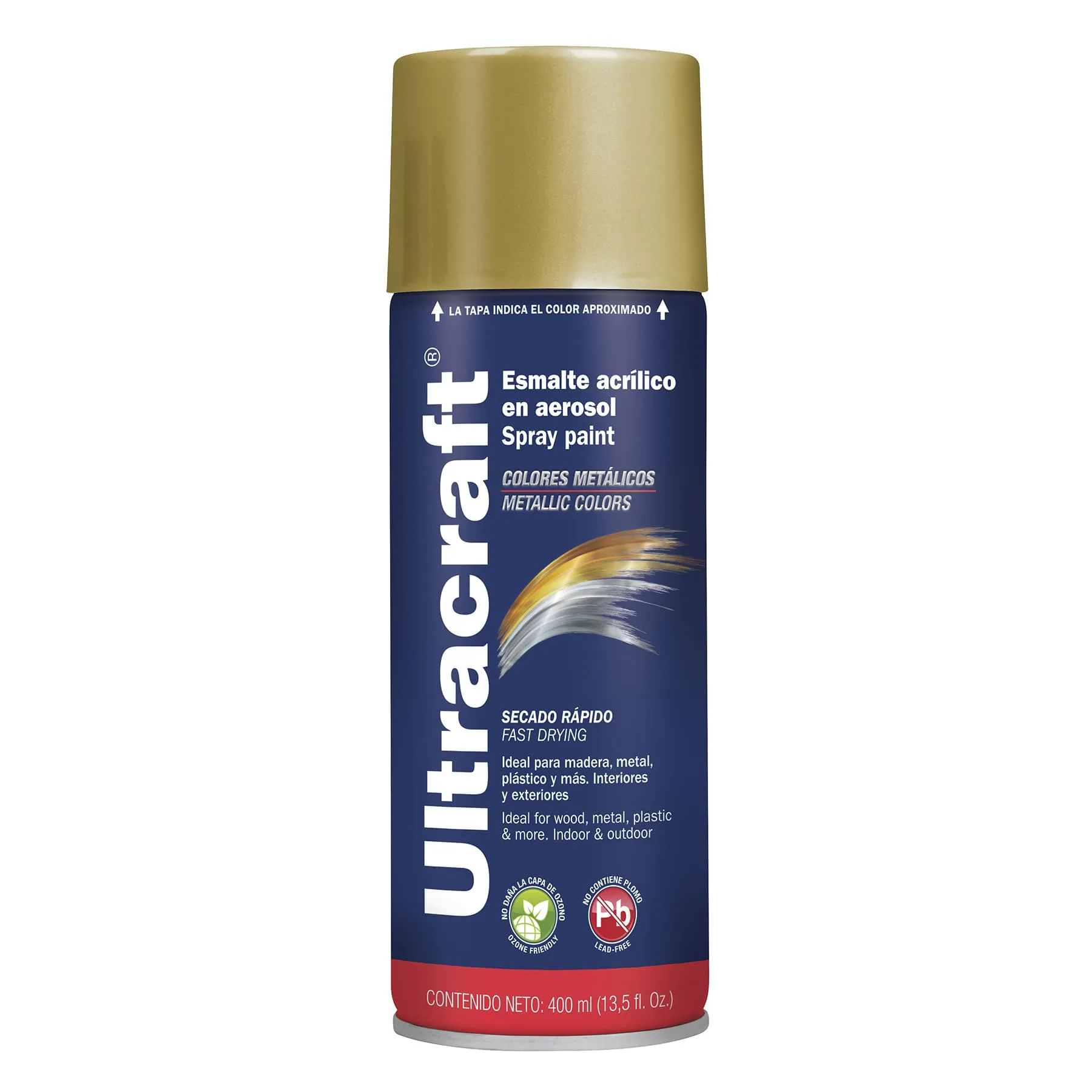 Pintura Oro Metálico En Aerosol De 400 Ml, Secado Rápido Ultracraft