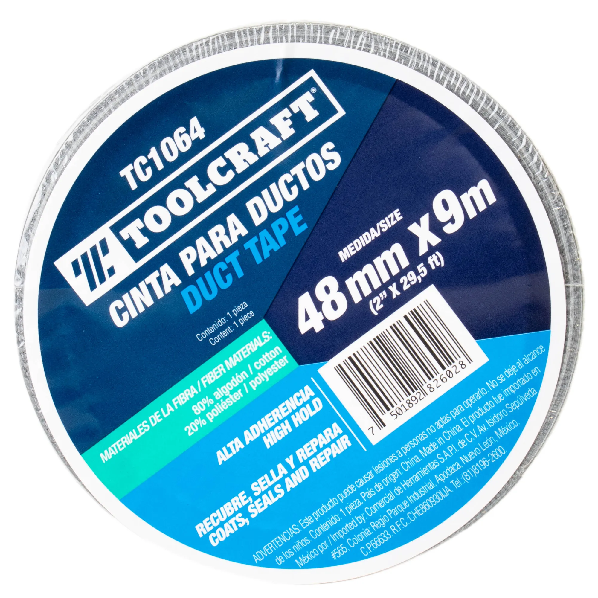 Cinta Para Ducto 9 M Toolcraft Gris Hot Melt 48 Mm