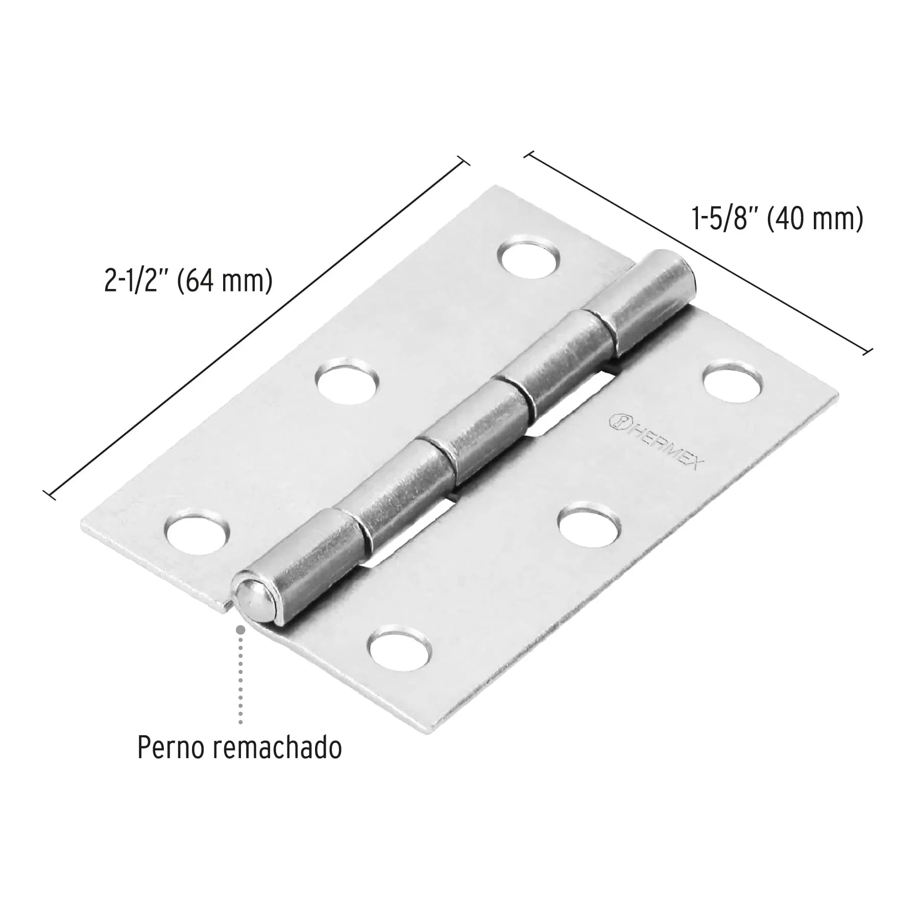 Caja De 20 Bisagras Rectangulares De 6.4 Cm, Acero Hermex