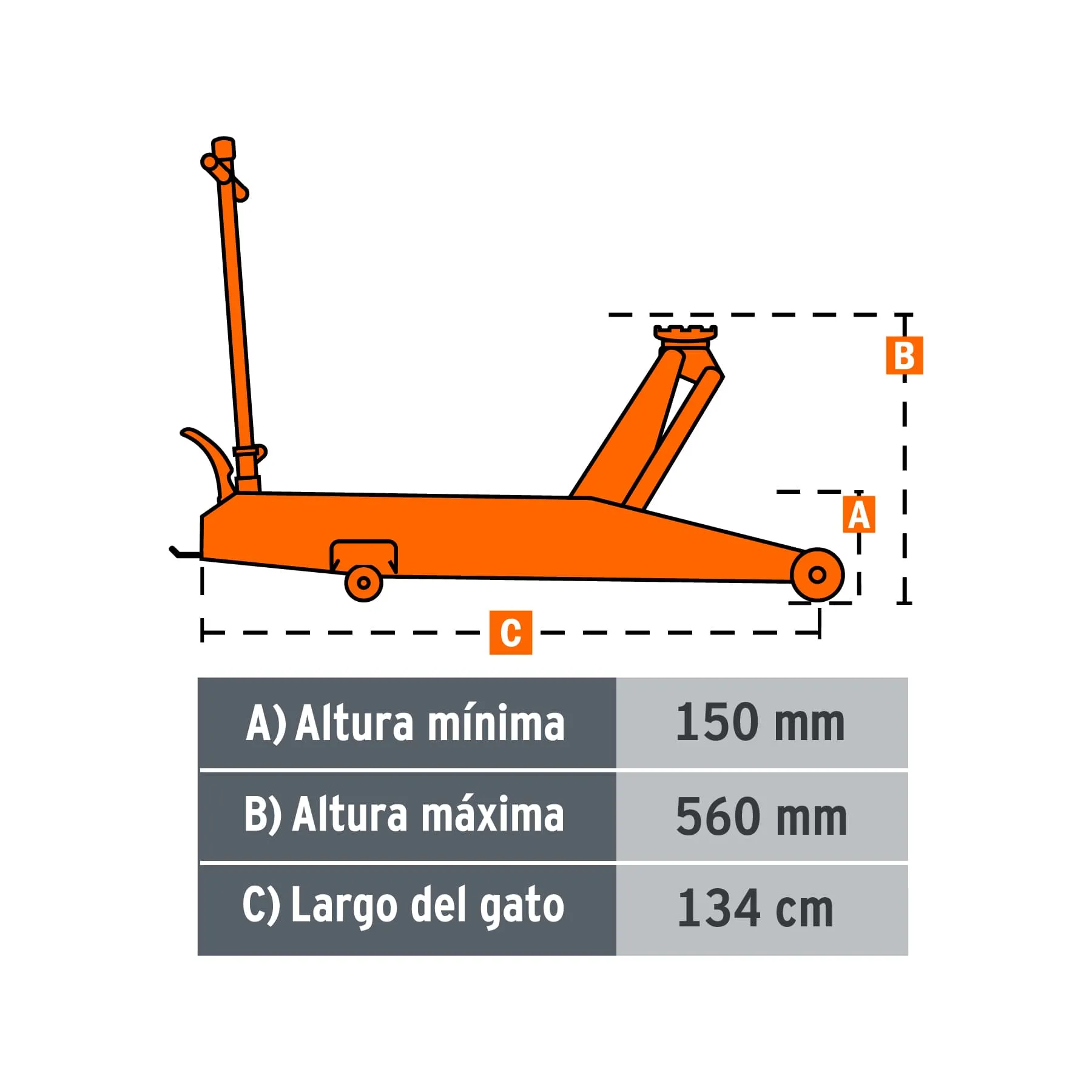 Gato Hidráulico Tipo Zorra De 5 T Con Pedal Y 40 Movimientos Truper