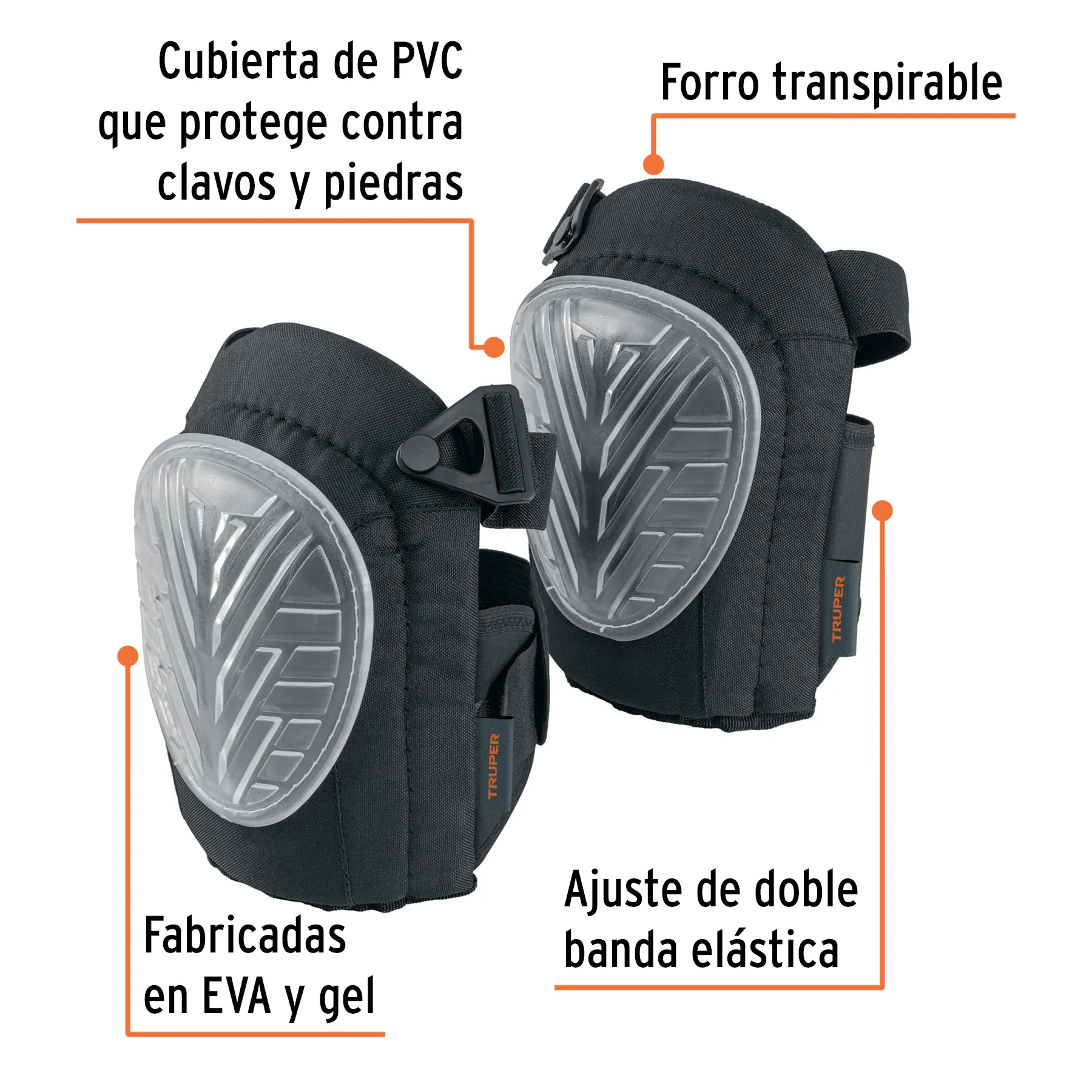 Par De Rodilleras Profesionales De Pvc, Protector De Clavos Truper