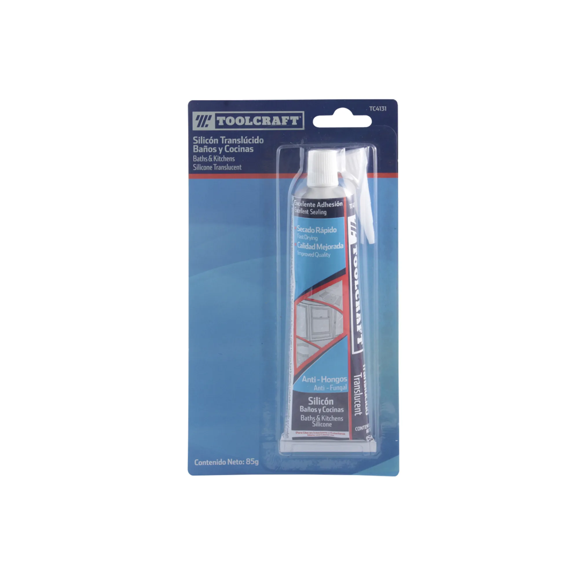 Silicona Transparente 85 Gr Toolcraft Para Baños Y Cocinas