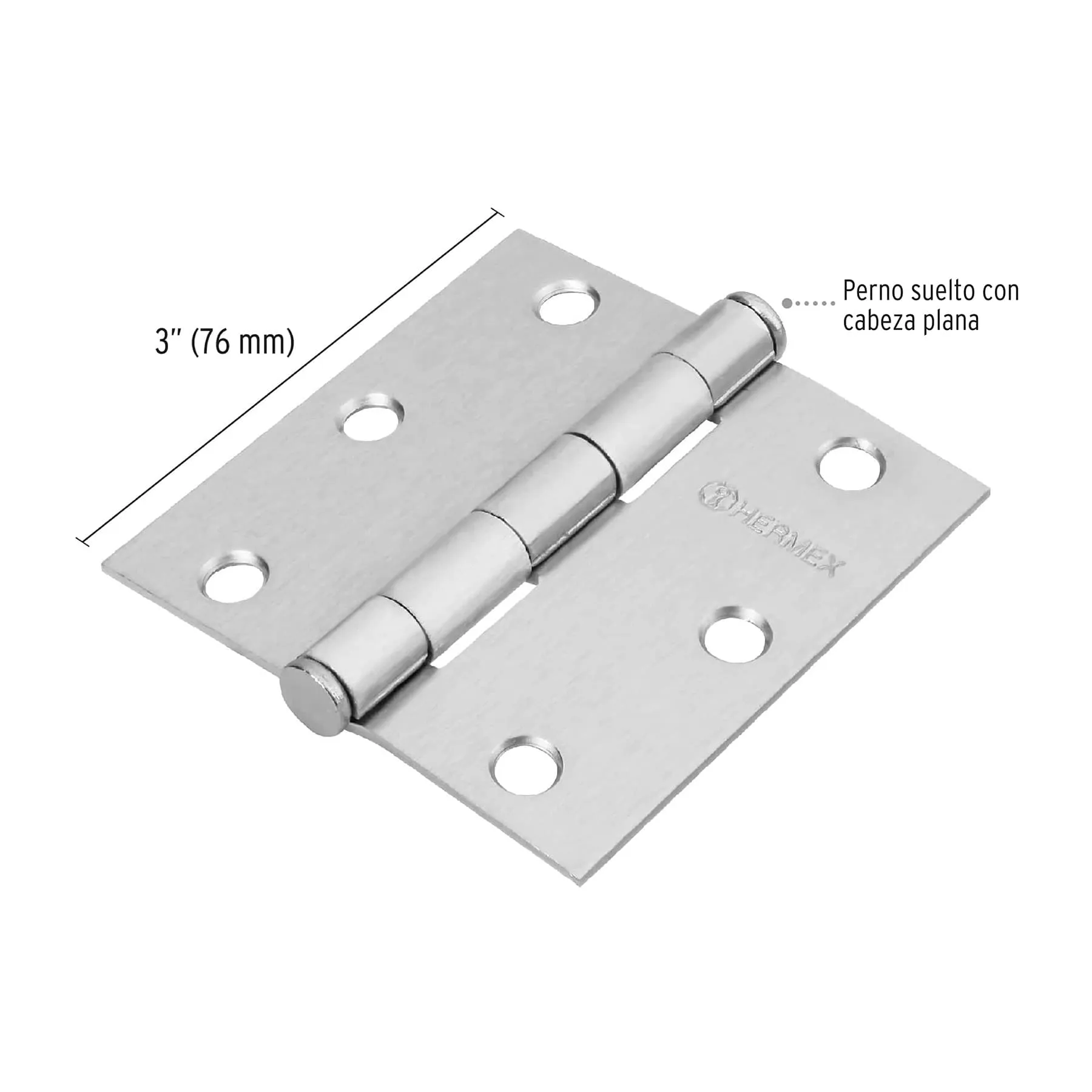 Caja De 20 Bisagras Cuadradas De 7.6 Cm, Acero Cromo Mate Hermex