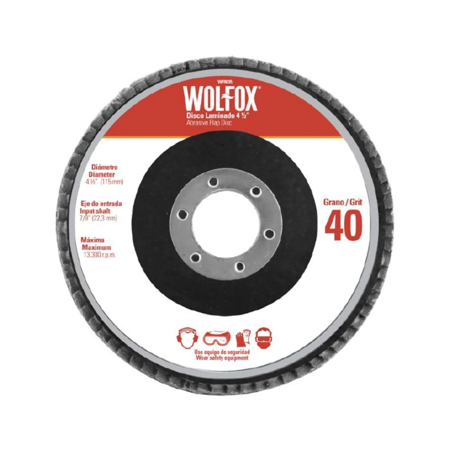 Disco Flap Para Desbaste Y Pulido 4.1/2'' Wolfox Grano 120