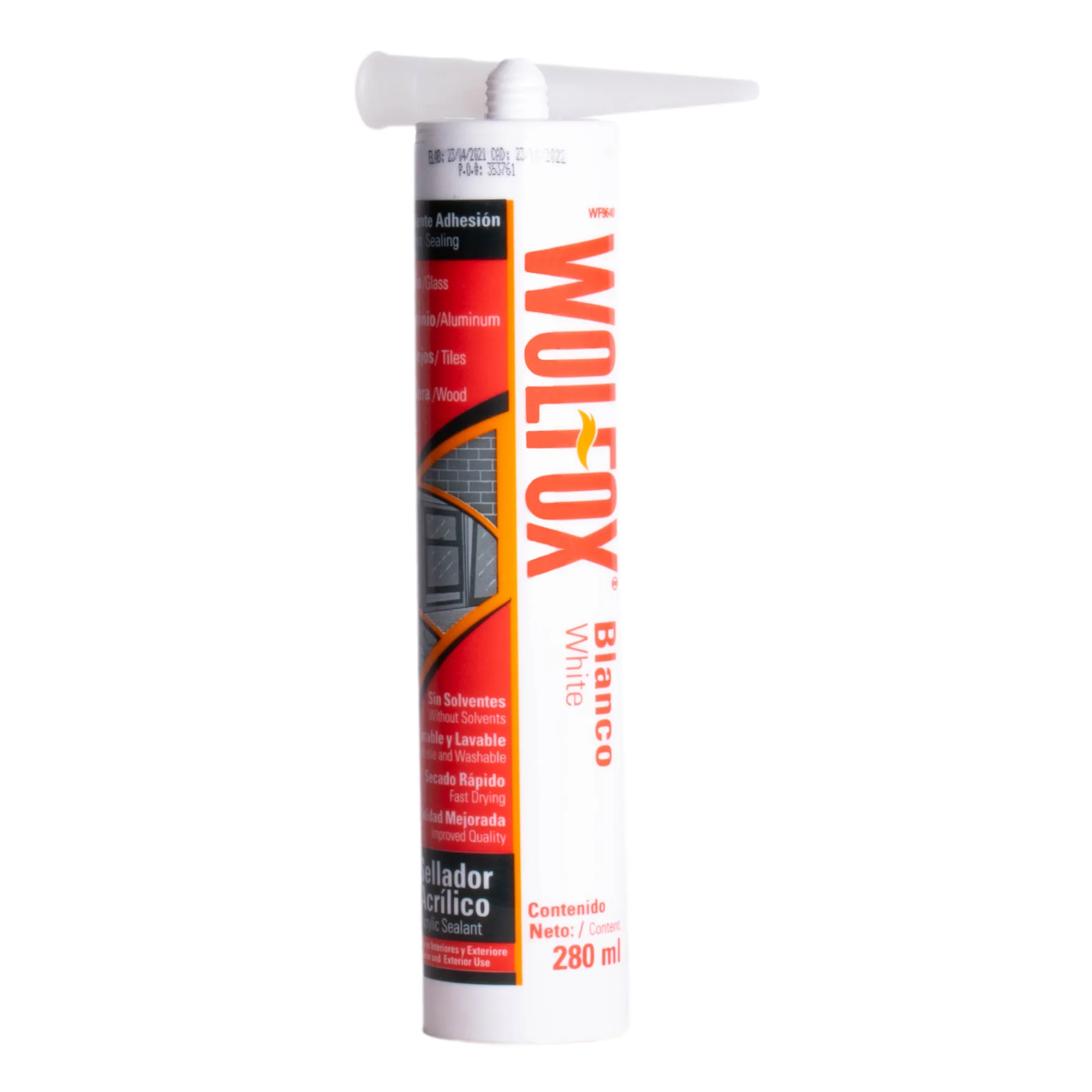 Sellador Acrílico Blanco 280 Ml Wolfox Multiusos