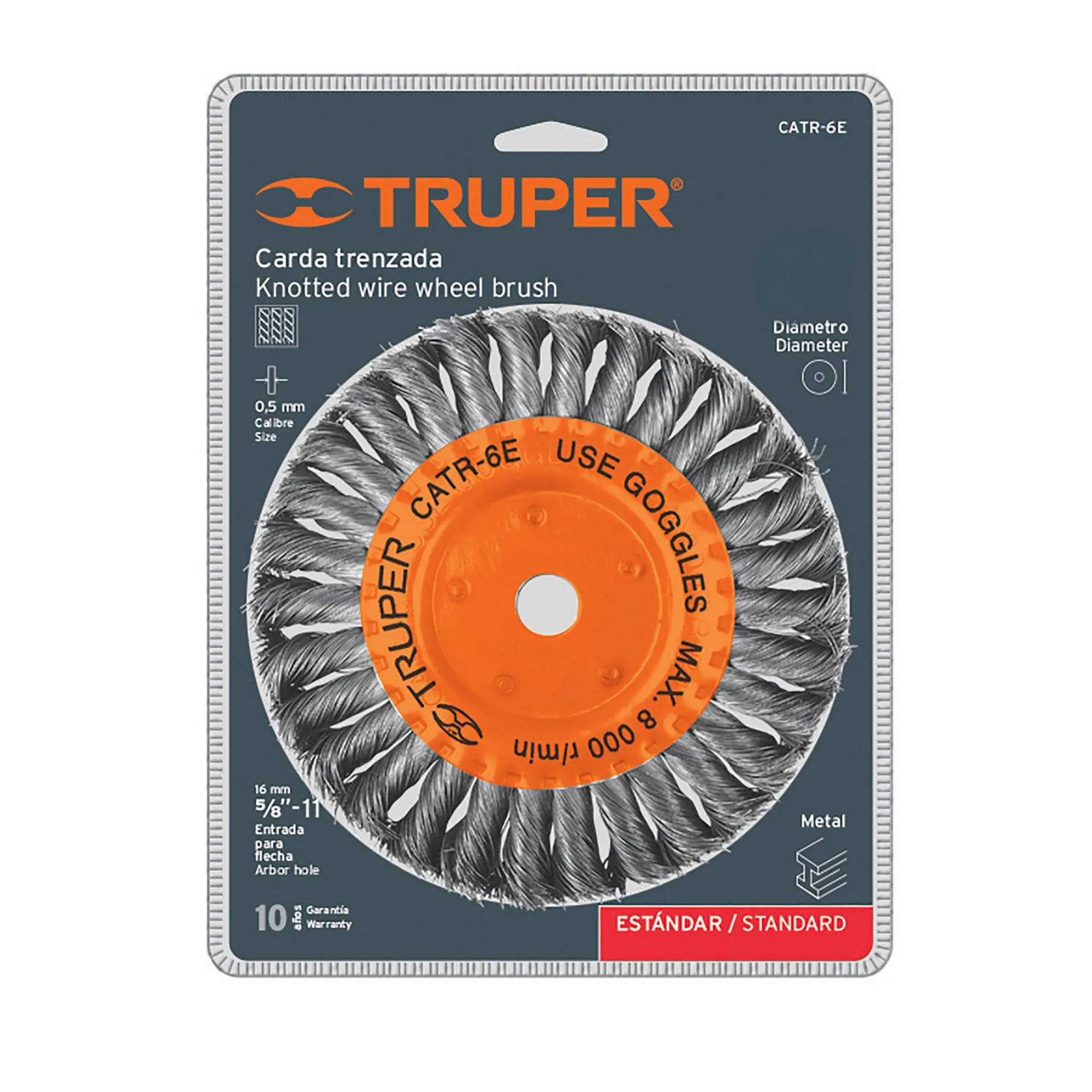 Grata Circular De Alambre Trenzado De 8", Eje De 5/8-11 Truper