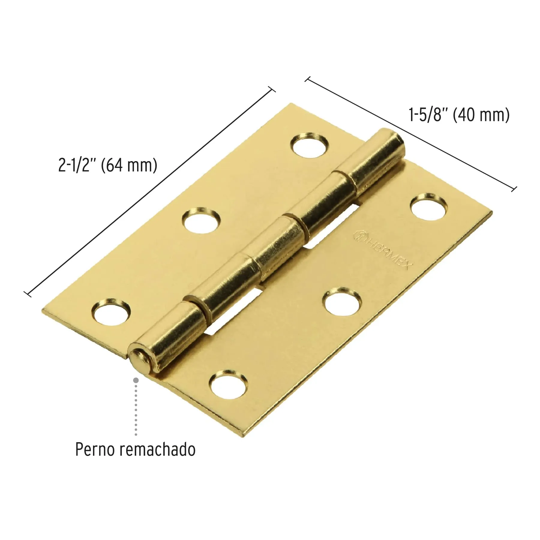 Caja De 20 Bisagras Rectangulares De 6.4 Cm, Acero Latonado Hermex