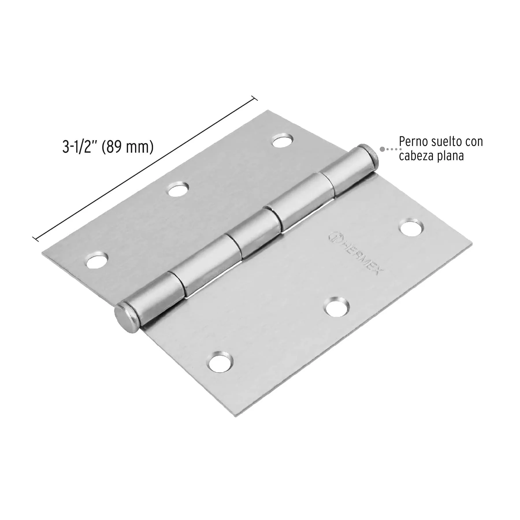 Caja De 10 Bisagras Cuadradas De 8.9 Cm, Acero Cromo Mate Hermex