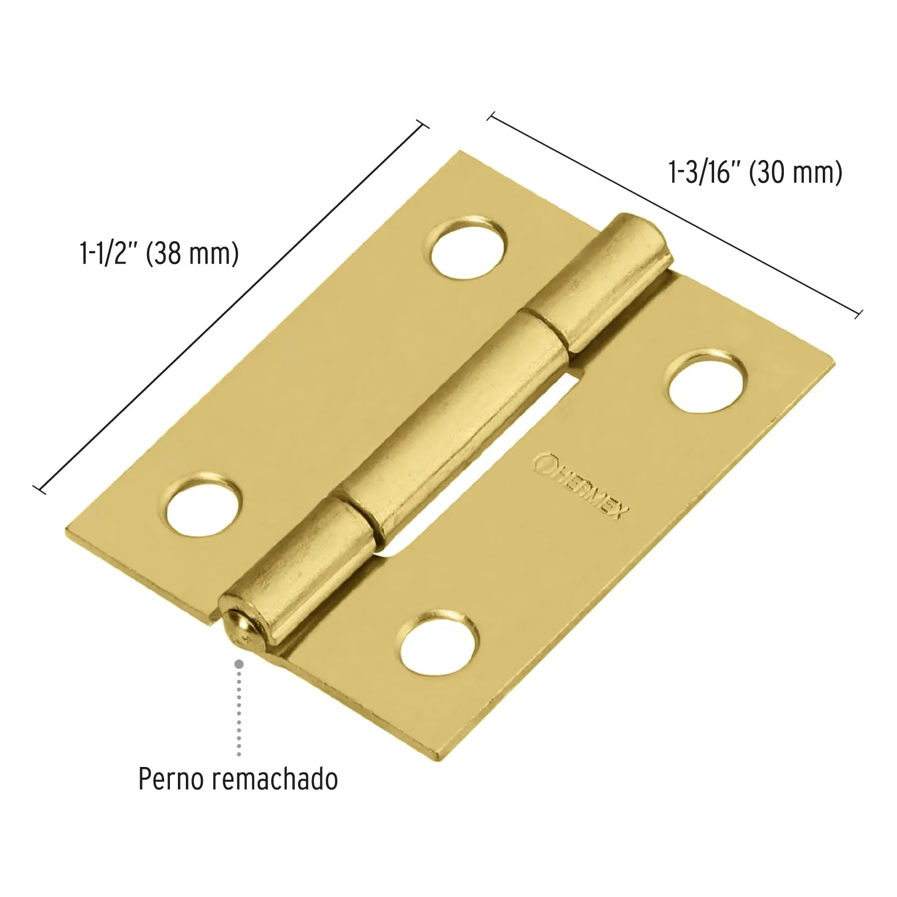 Caja De 20 Bisagras Rectangulares De 3.8 Cm, Acero Latonado Hermex