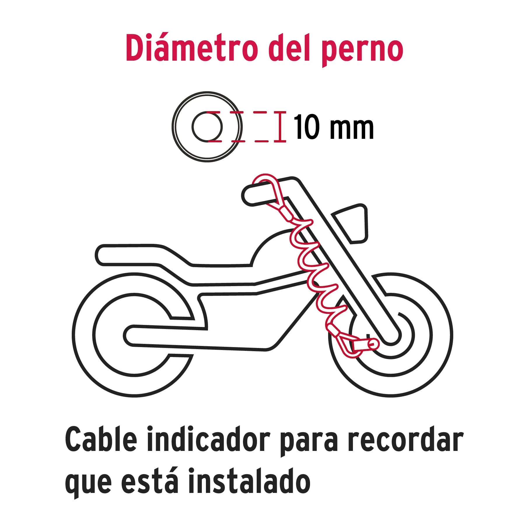 Candado Para Moto De 10 Mm, Uso En Discos Con Funda Y Cable Hermex