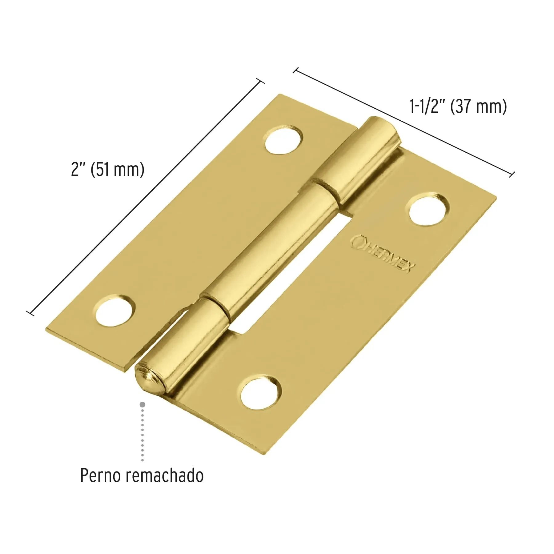 Caja De 20 Bisagras Rectangulares De 5.1 Cm, Acero Latonado Hermex