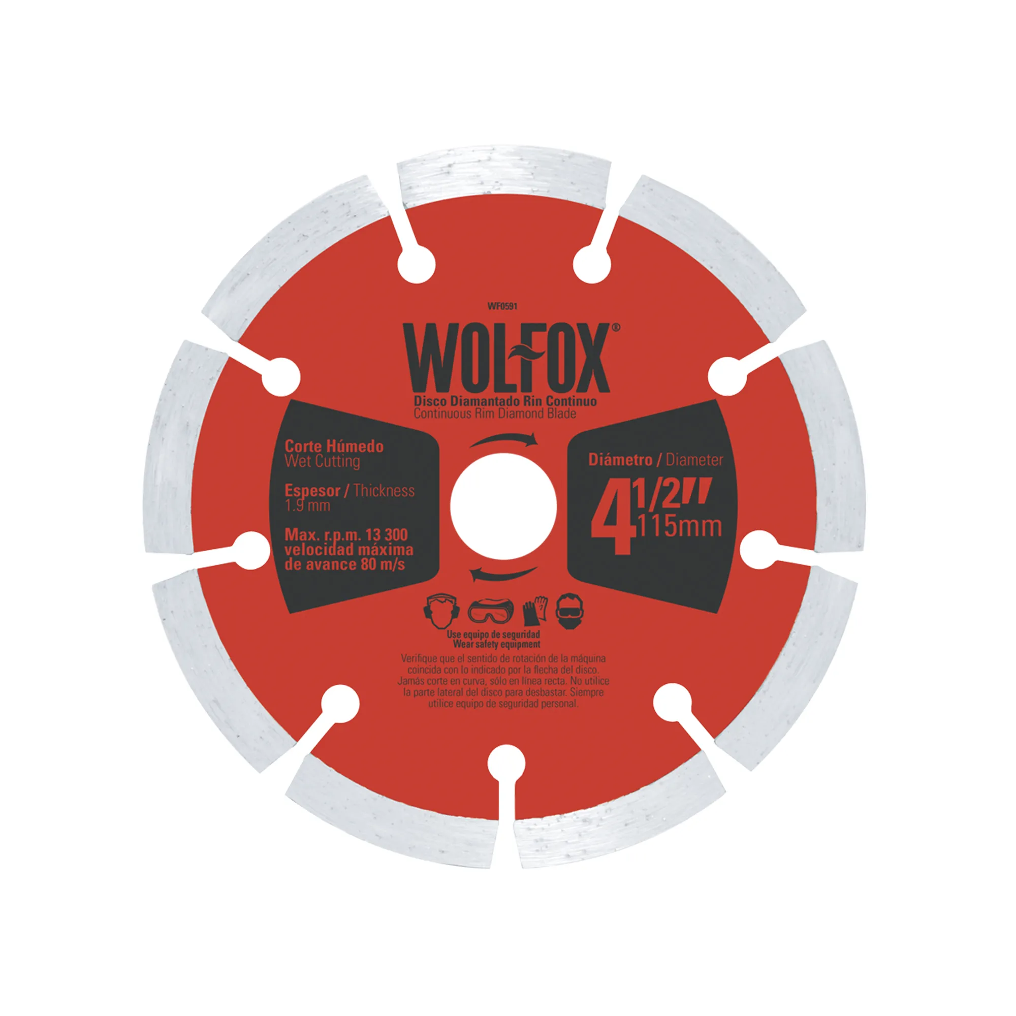 Disco Diamantado De 4.1/2'' Wolfox 2 Mm Corte Segmentado