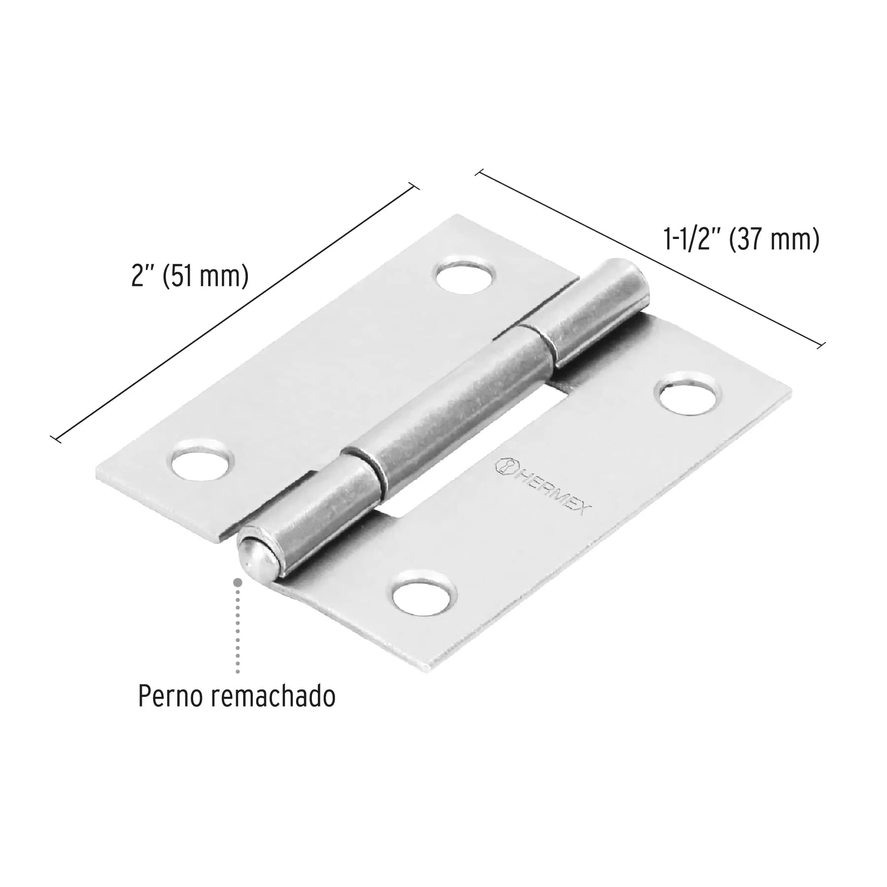 Caja De 20 Bisagras Rectangulares De 5.1 Cm, Acero Hermex