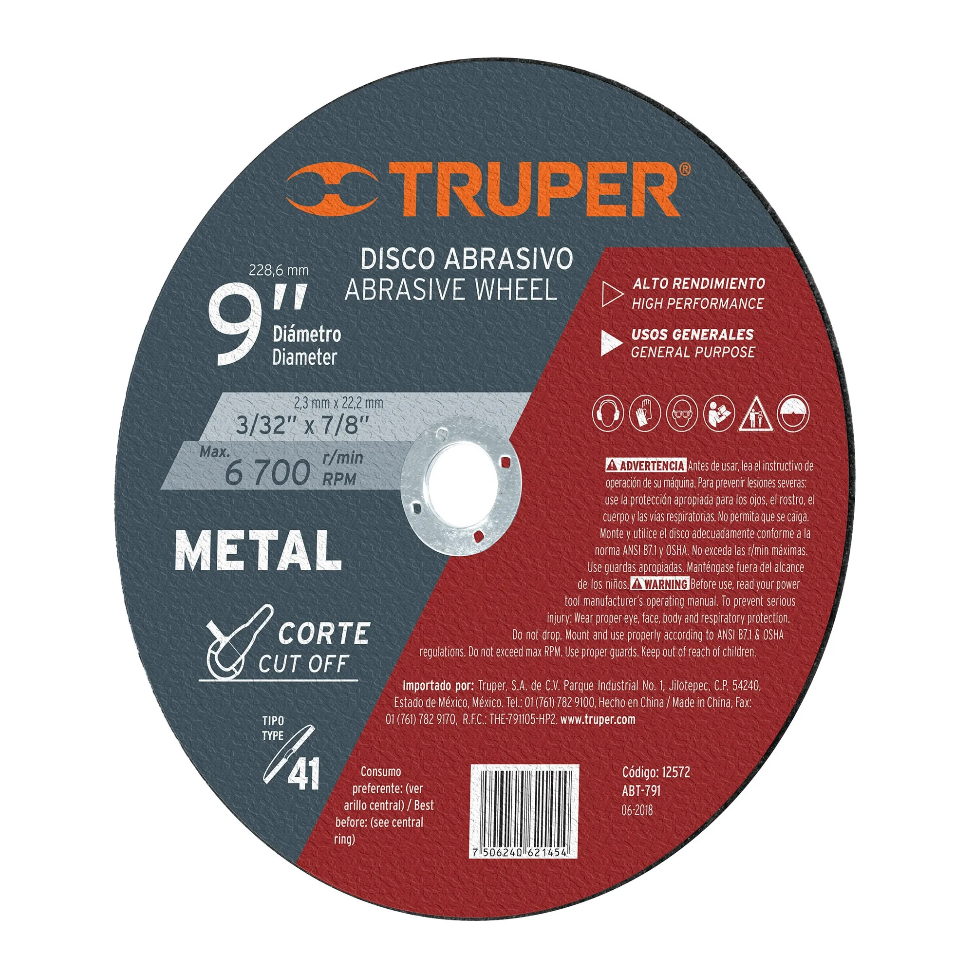 Disco Corte De Metal De 9", Uso General Truper