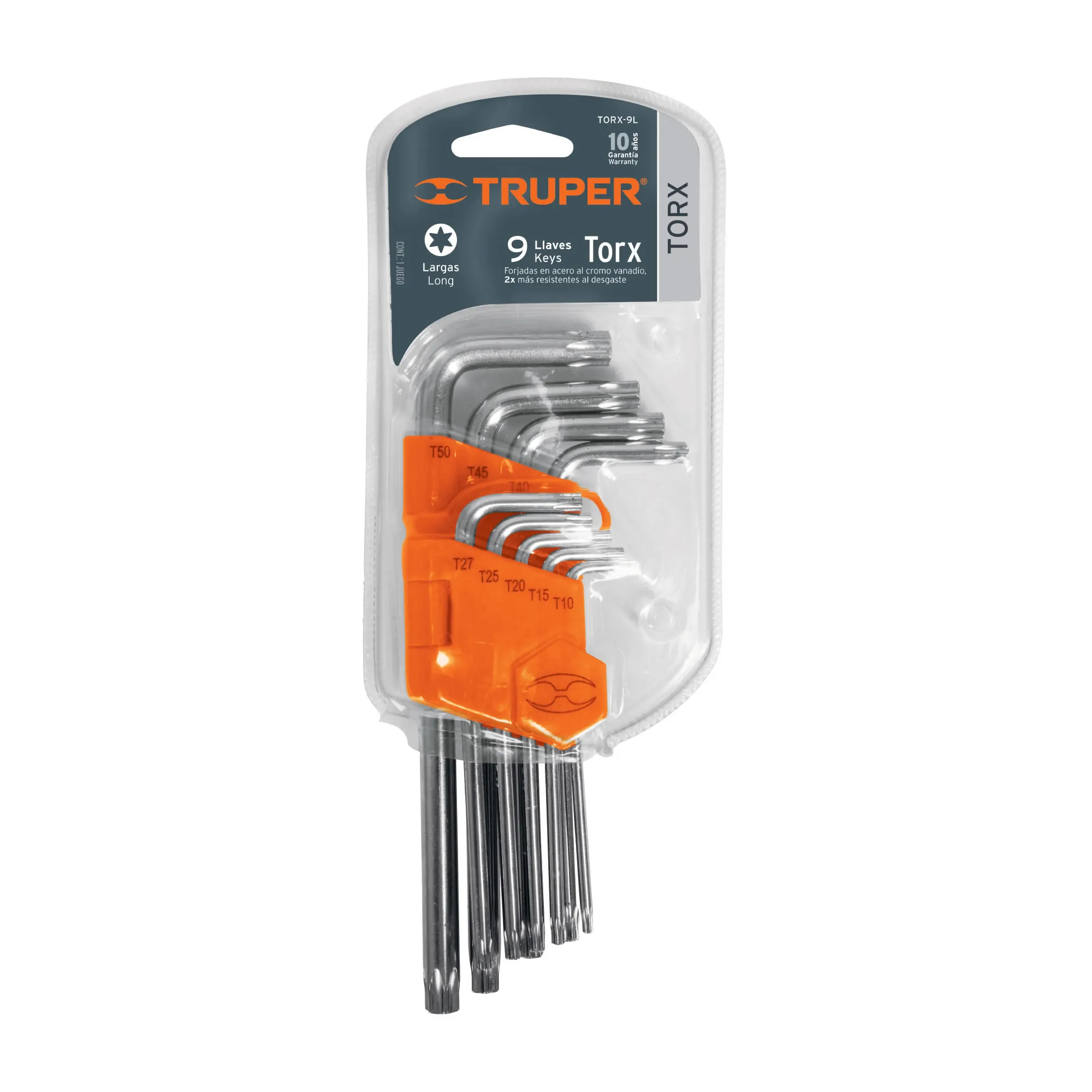 Juego De 9 Llaves Torx Largas, Incluye Estuche Organizador Truper