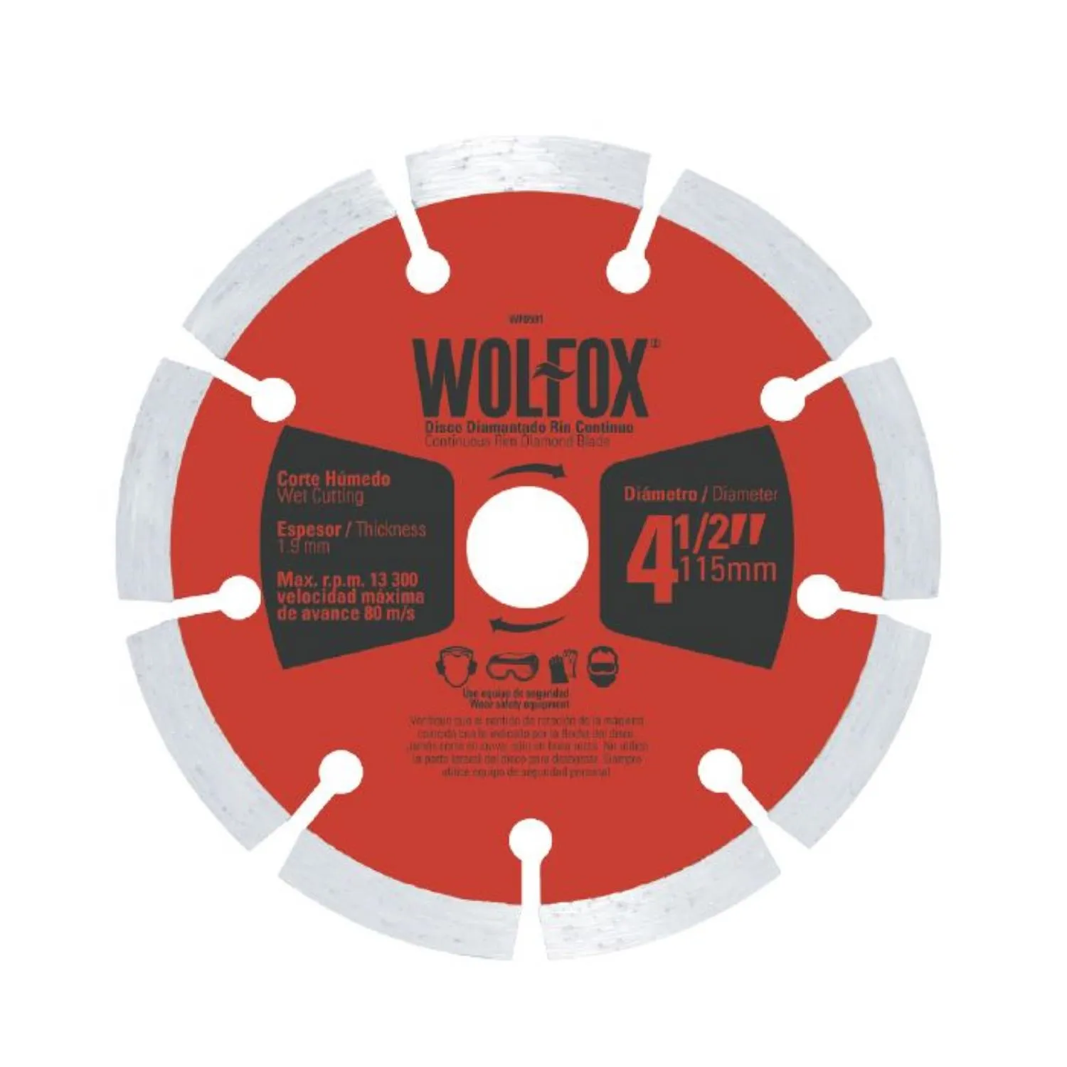 Disco Diamantado De 7'' Wolfox 2 Mm Corte Segmentado