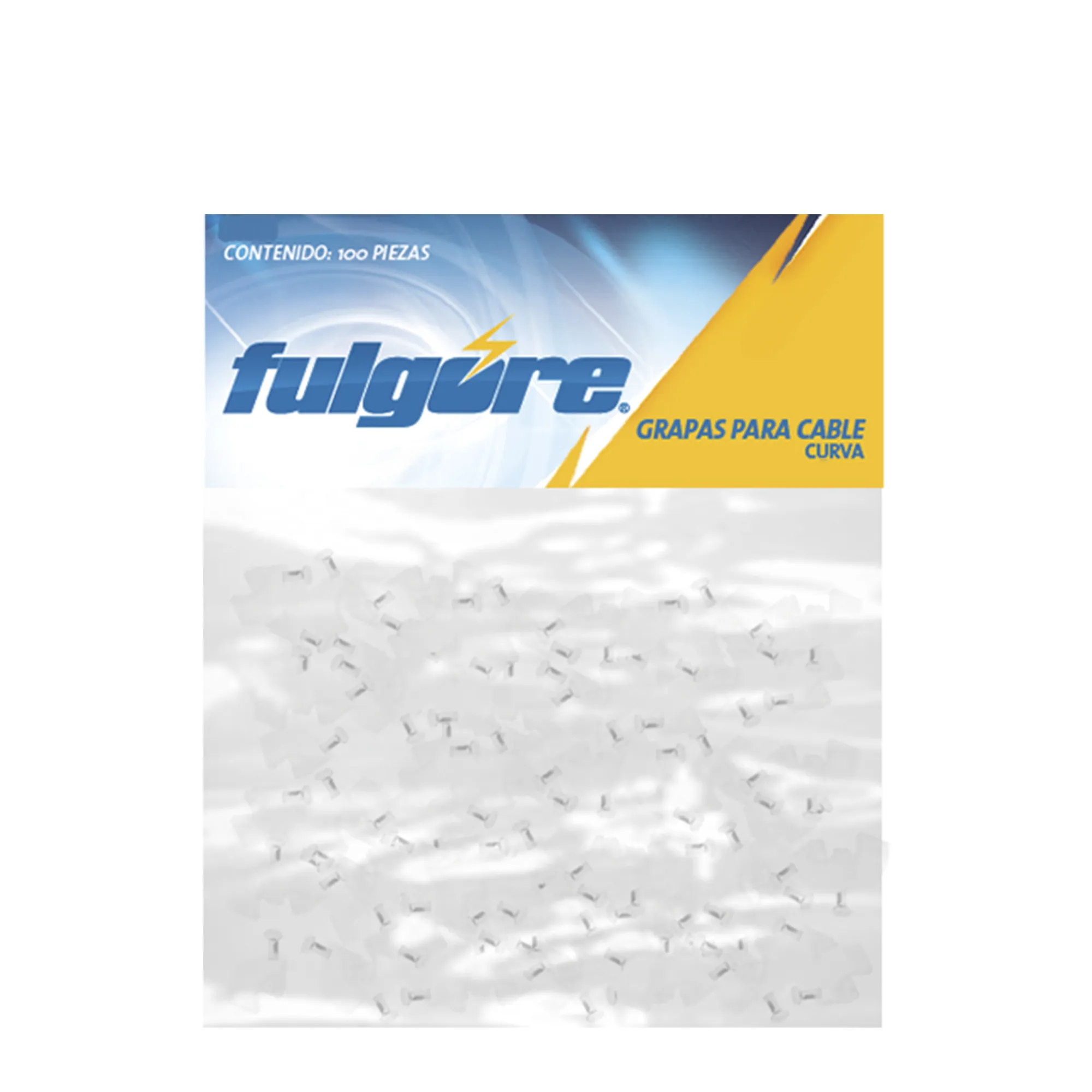 50 Grapas Para Cable Curvo 12 Mm Fulgore Blanco Con Clavo