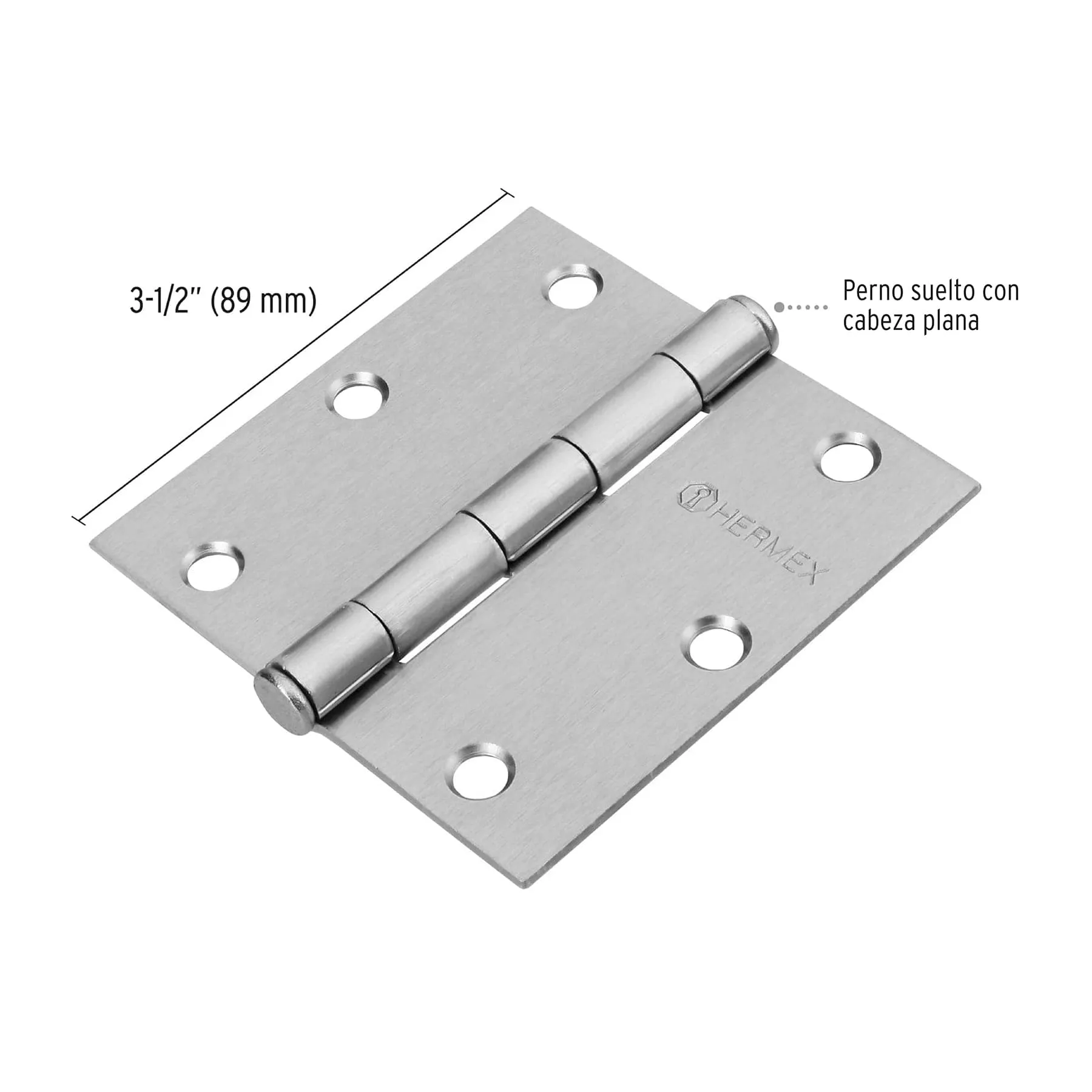 Caja De 10 Bisagras Cuadradas De 8.9 Cm, Acero Cromo Mate Hermex