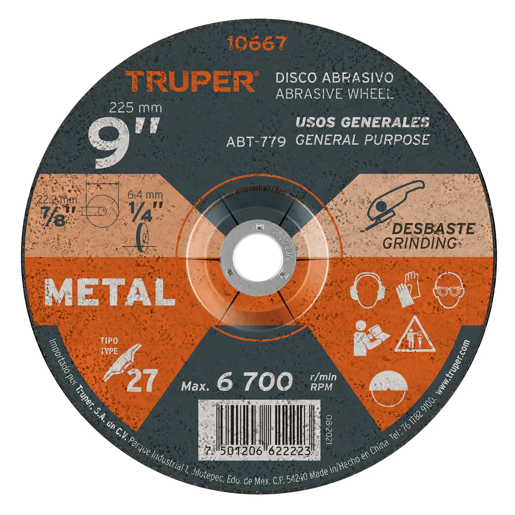 Disco Desbaste De Metal De 9", Uso General Truper