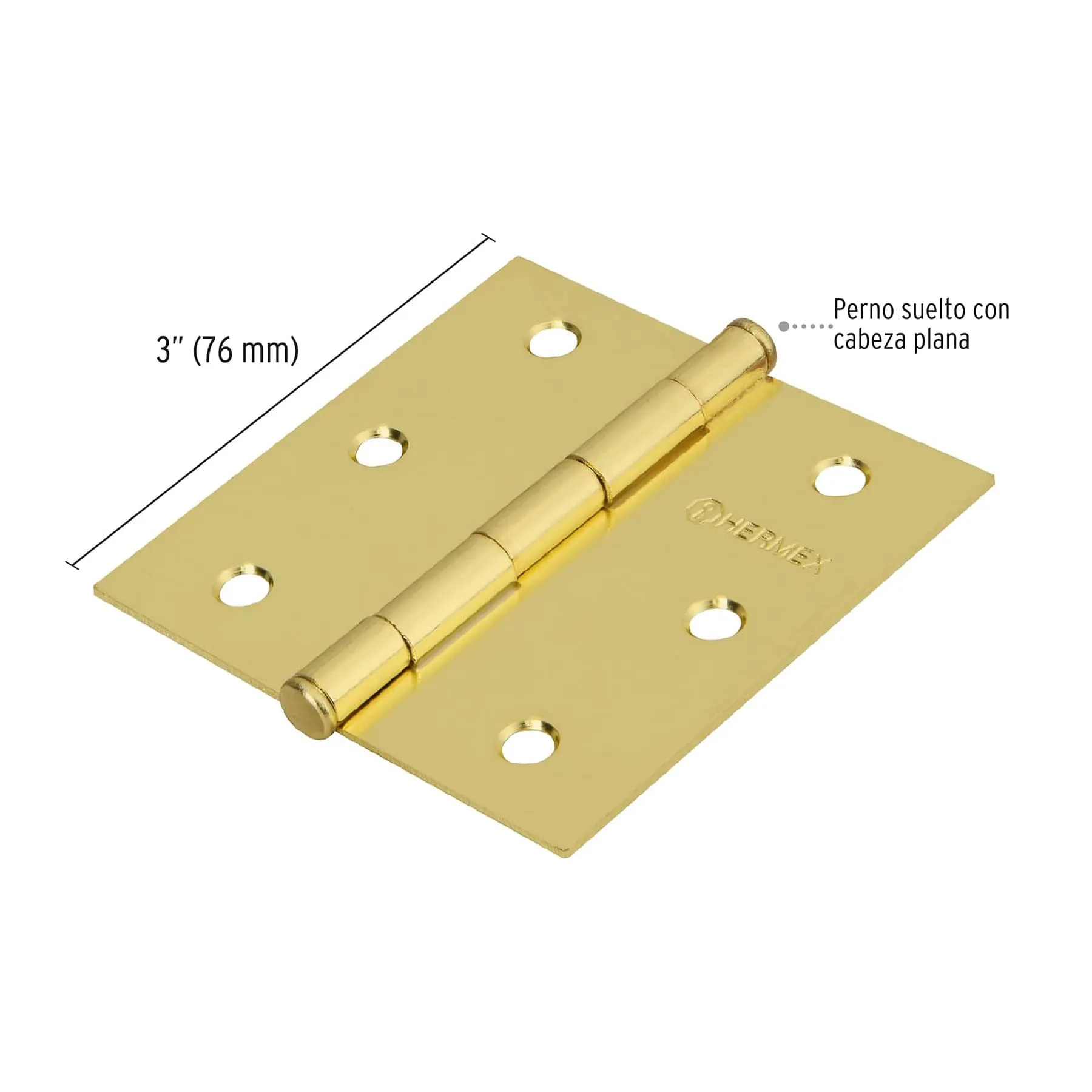 Caja De 20 Bisagras Cuadradas De 7.6 Cm, Acero Latonado Hermex