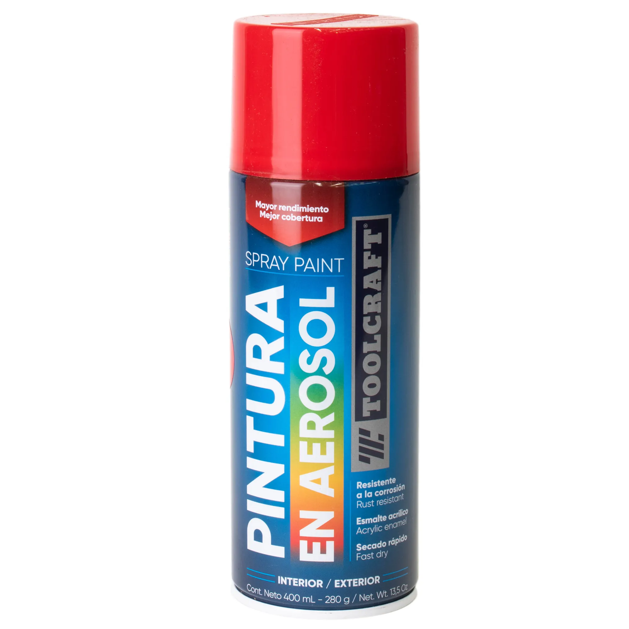 Pintura Aerosol Rojo Brillante Toolcraft 400 Ml Sin Plomo