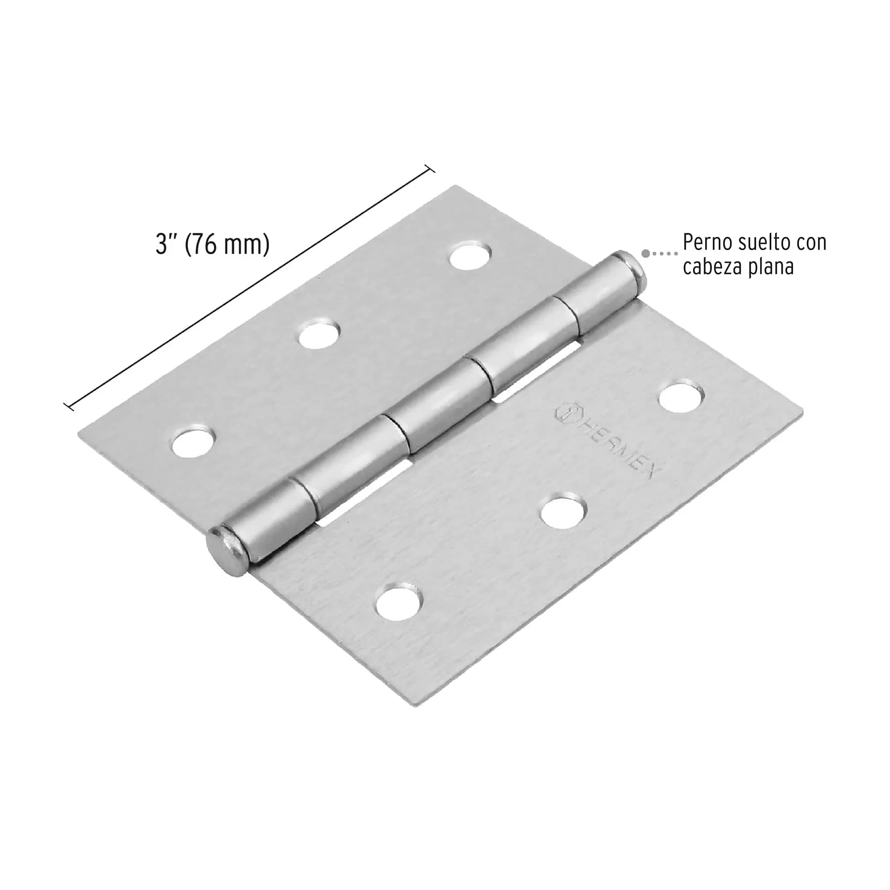 Caja De 20 Bisagras Cuadradas De 7.6 Cm, Acero Cromo Mate Hermex