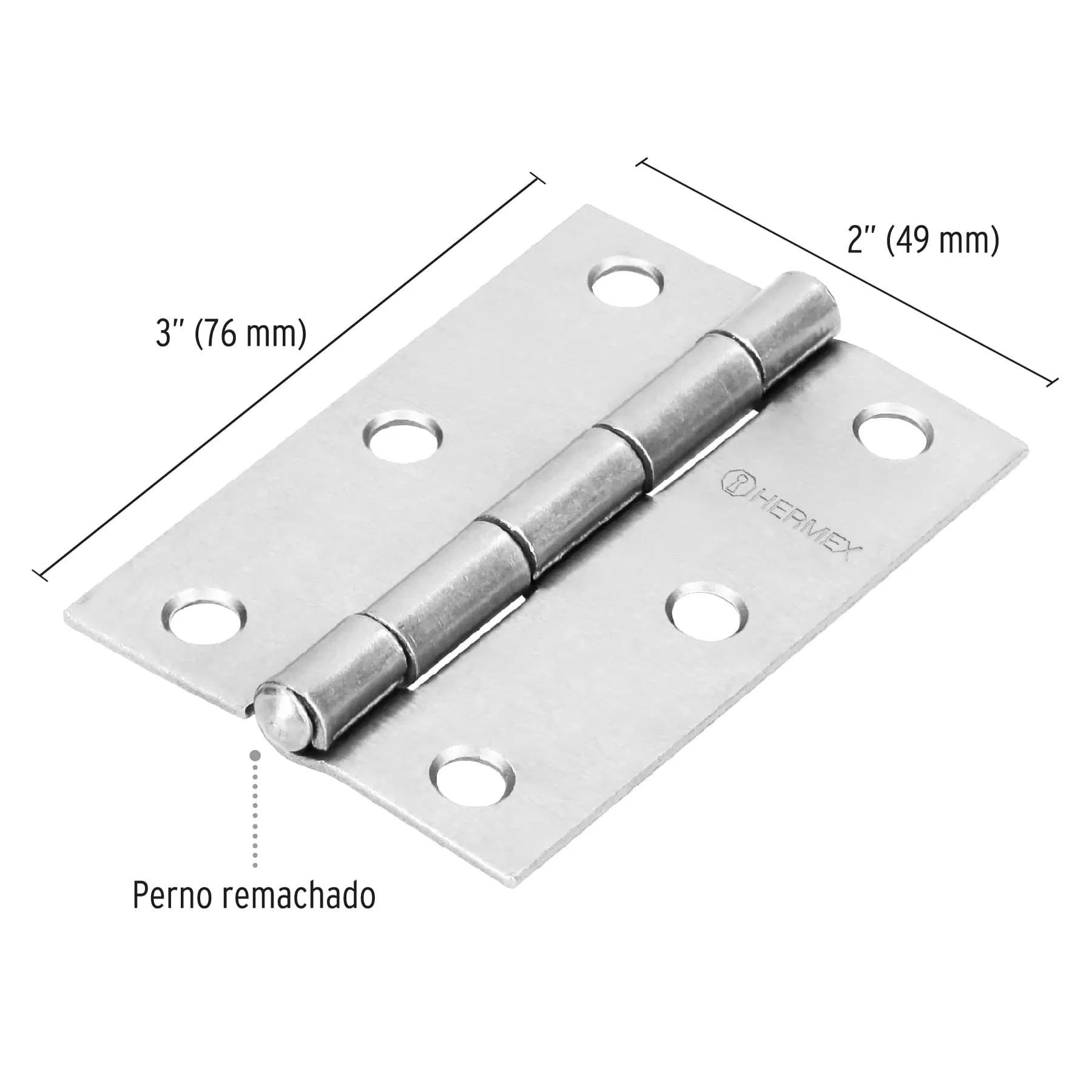 Caja De 20 Bisagras Rectangulares De 7.6 Cm, Acero Hermex