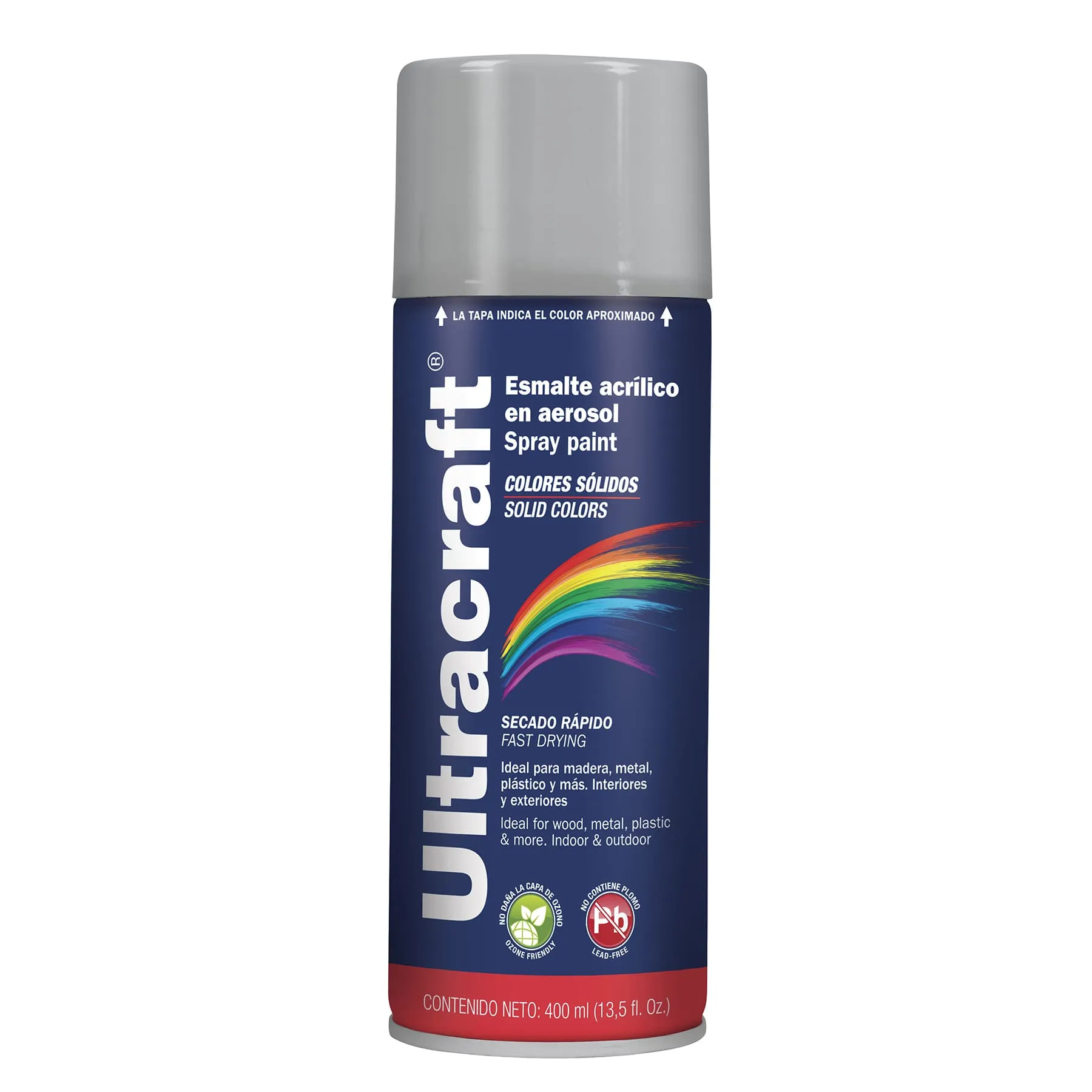 Pintura Gris Plata En Aerosol De 400 Ml, Secado Rápido Ultracraft