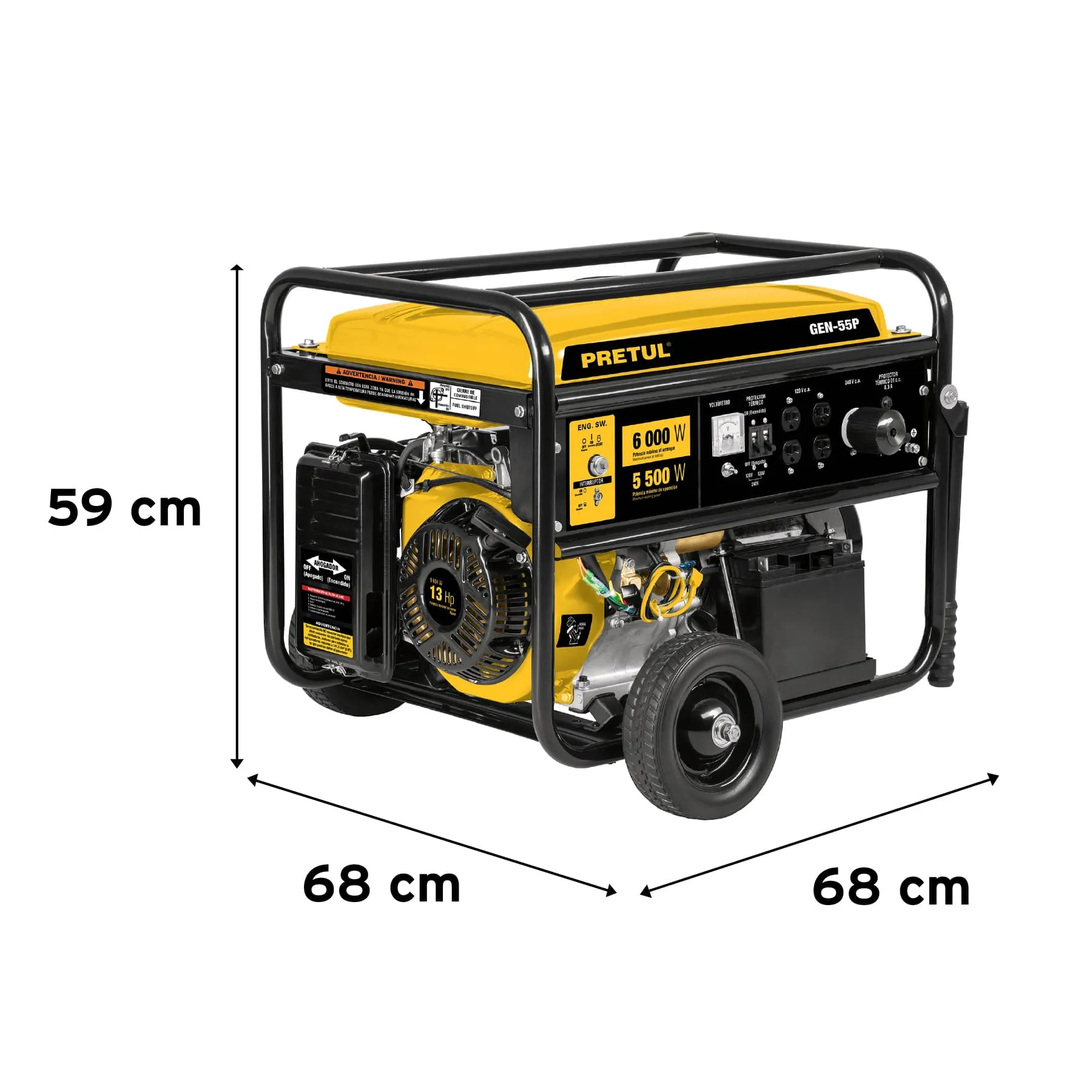 Generador Eléctrico A Gasolina Portátil 13 Hp, 120 V - 240 V Pretul