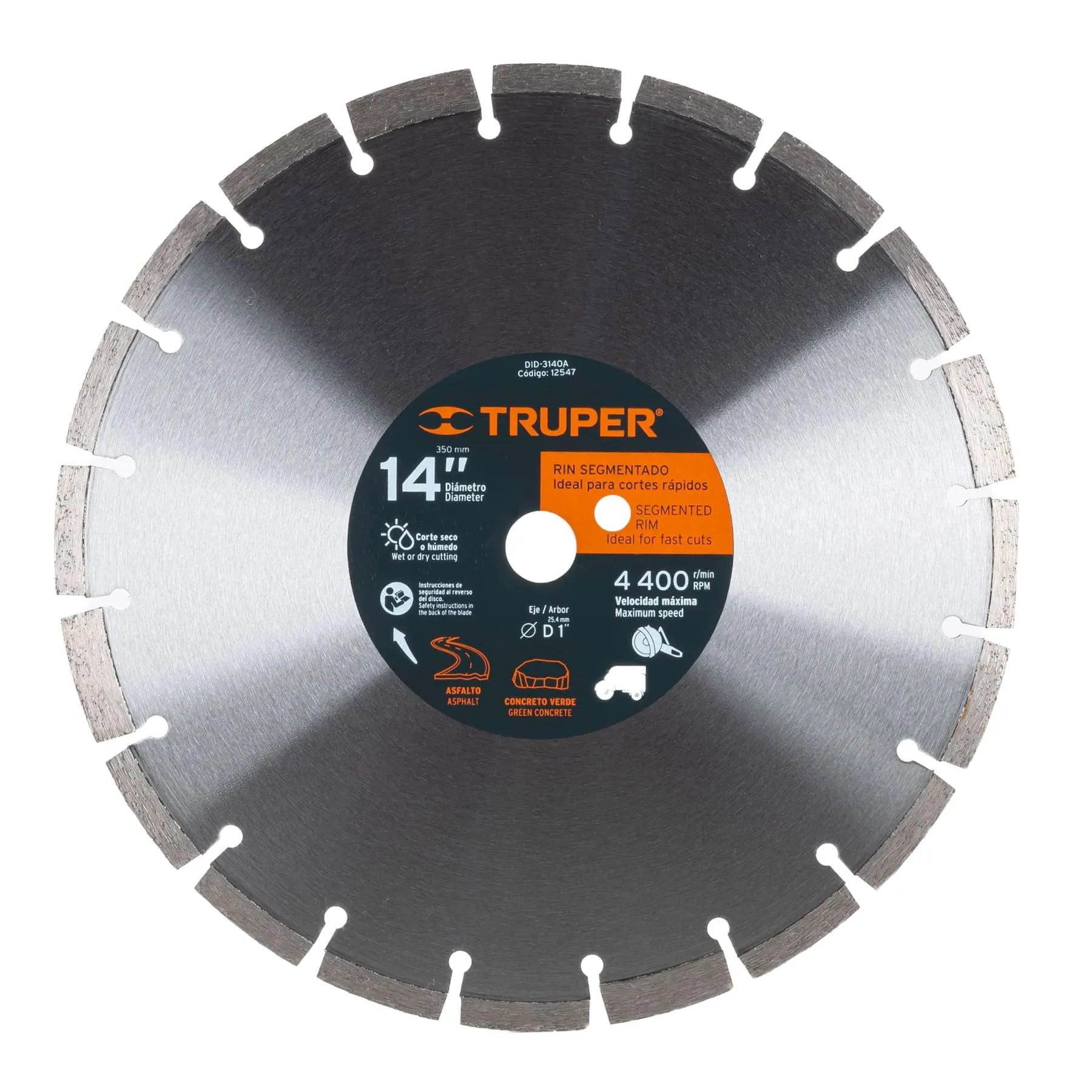 Disco Diamantado Rin Segmentado 14" Para Asfalto Y Concreto Truper