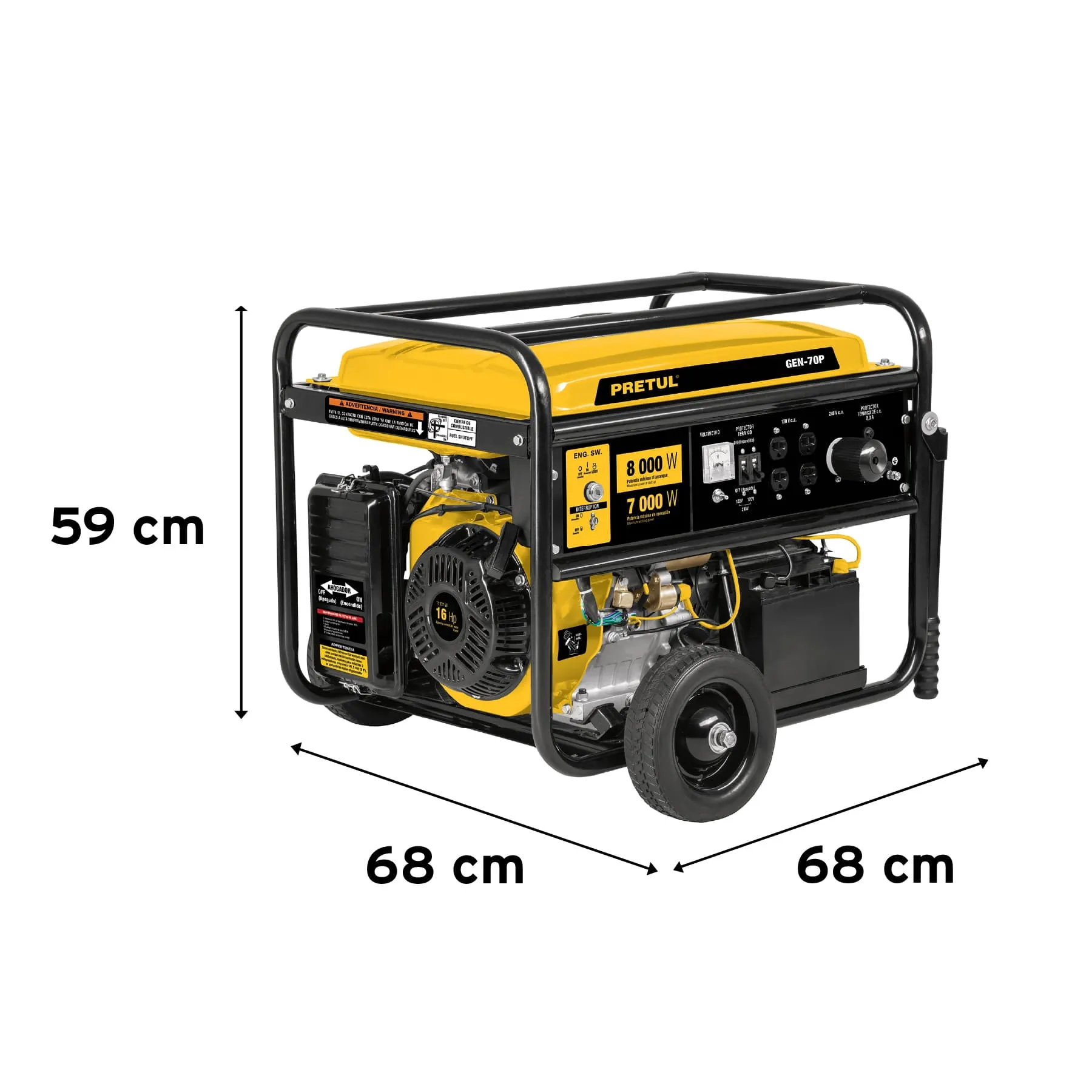 Generador Eléctrico A Gasolina Portátil 16 Hp, 120 V - 240 V Pretul