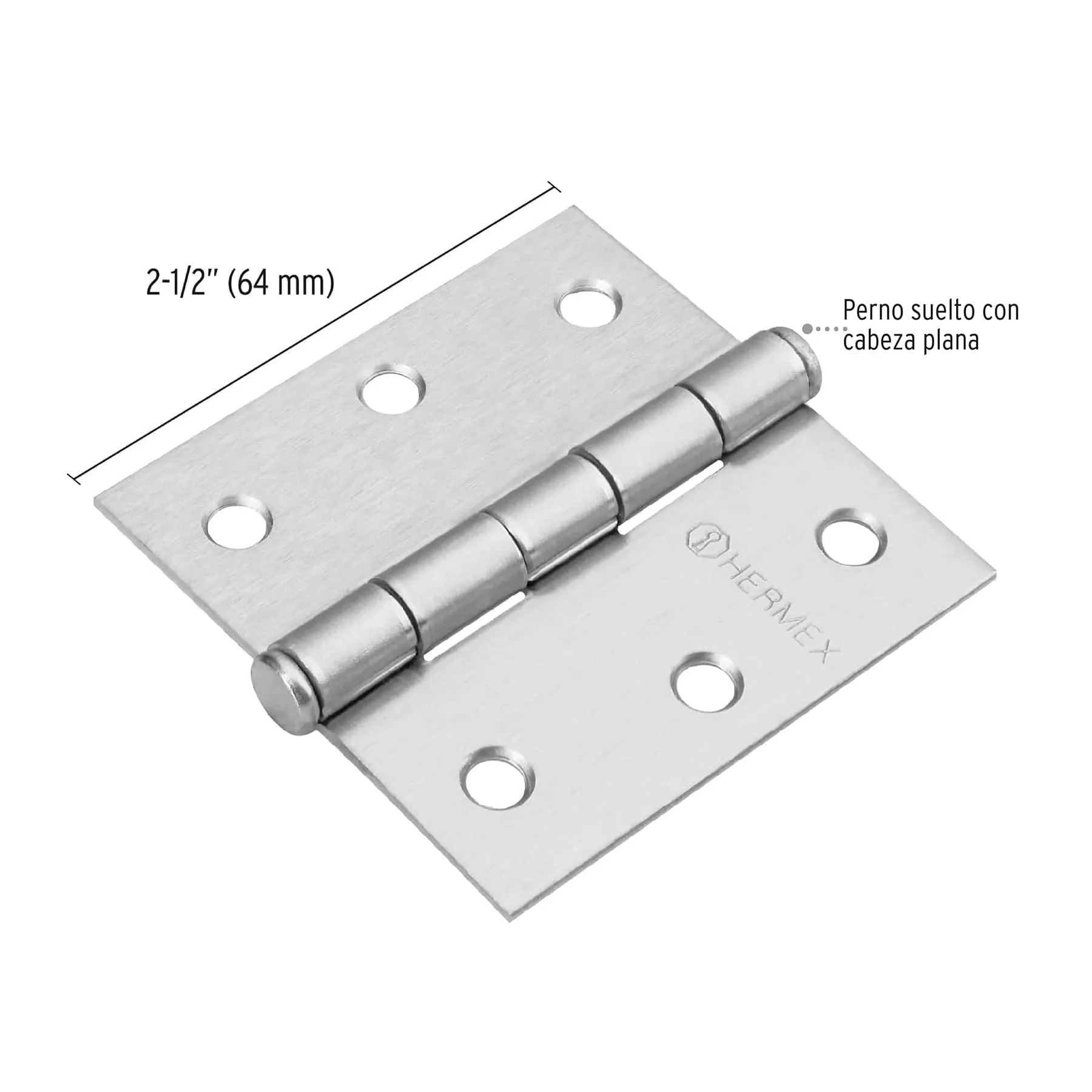 Caja De 10 Bisagras Cuadradas De 6.4 Cm, Acero Cromo Mate Hermex