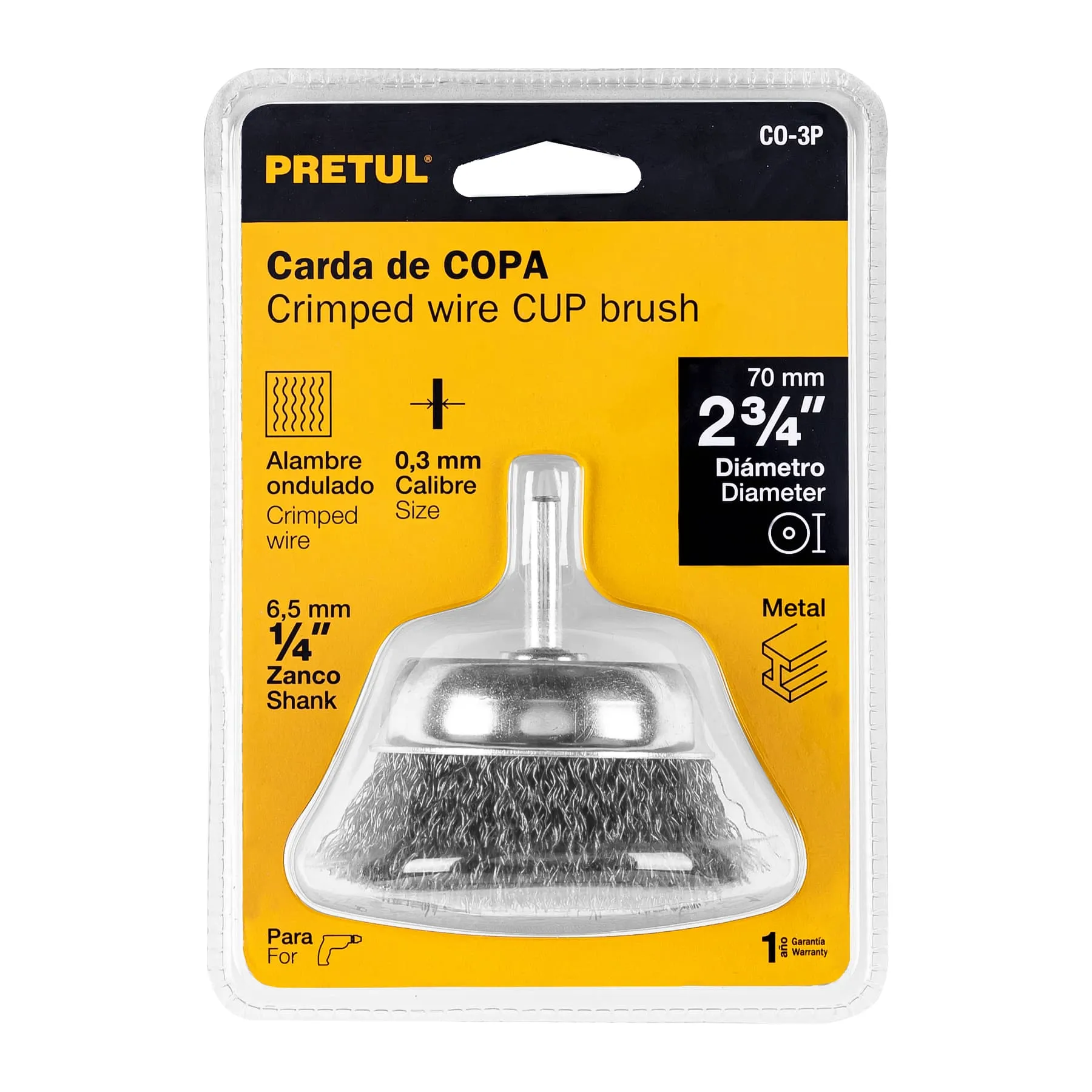 Grata De Copa De 2.3/4" Para Taladro, Alambre Grueso 19 Mm Pretul