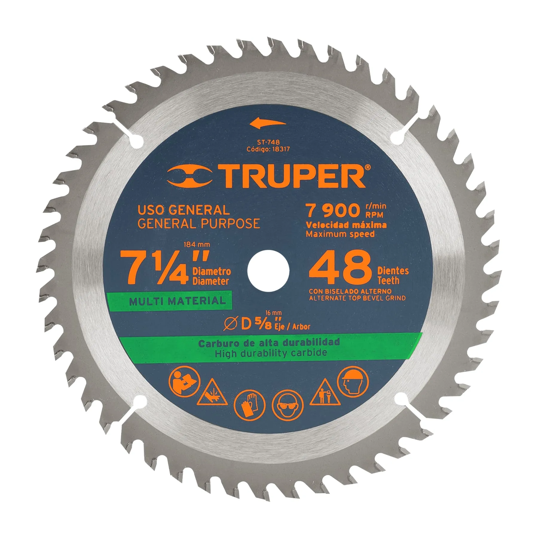 Disco Sierra Multimaterial De 7.1/4", Centro 5/8" Truper