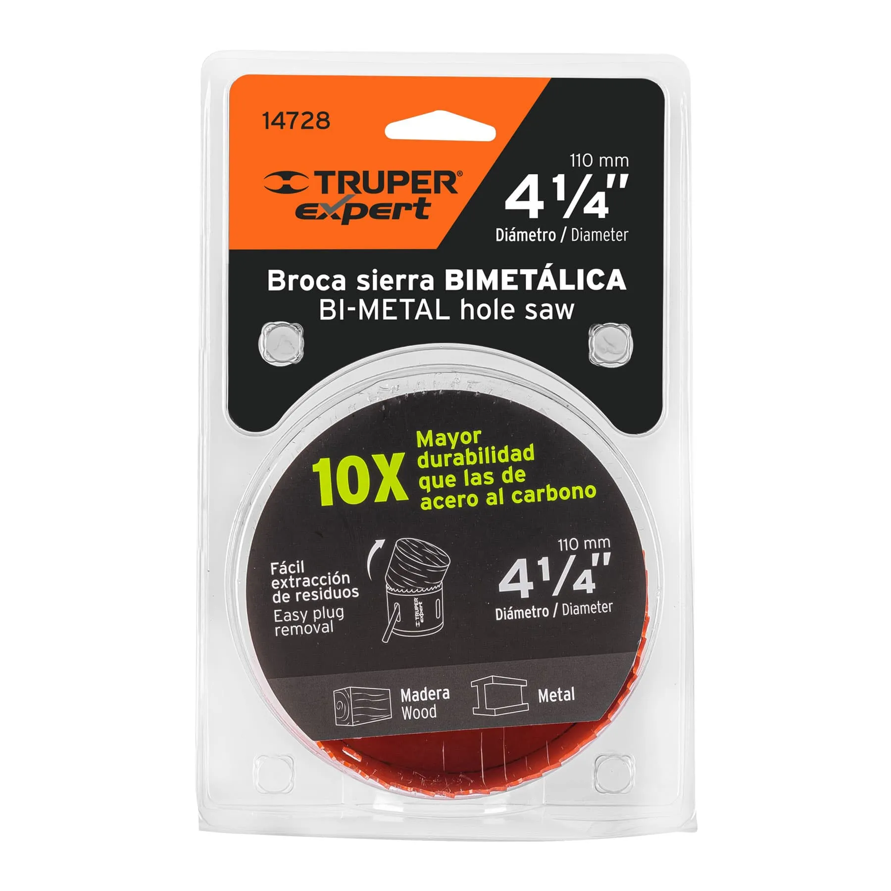 Sierra Copa Bimetálica Diámetro 4.1/4", Mandril De 7/16" Truper