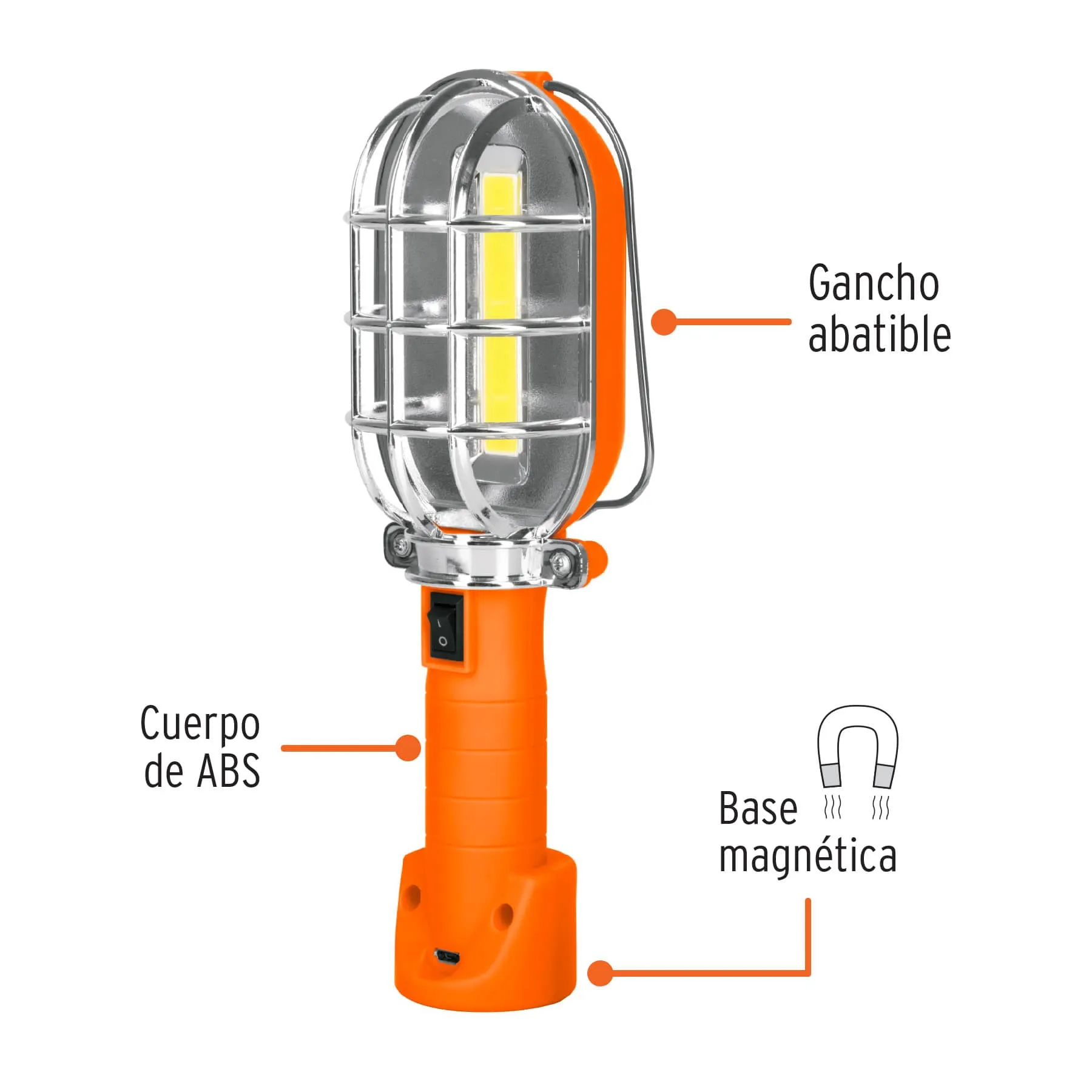 Linterna De Taller 280 Lm Recargable, Con Base Magnética Truper