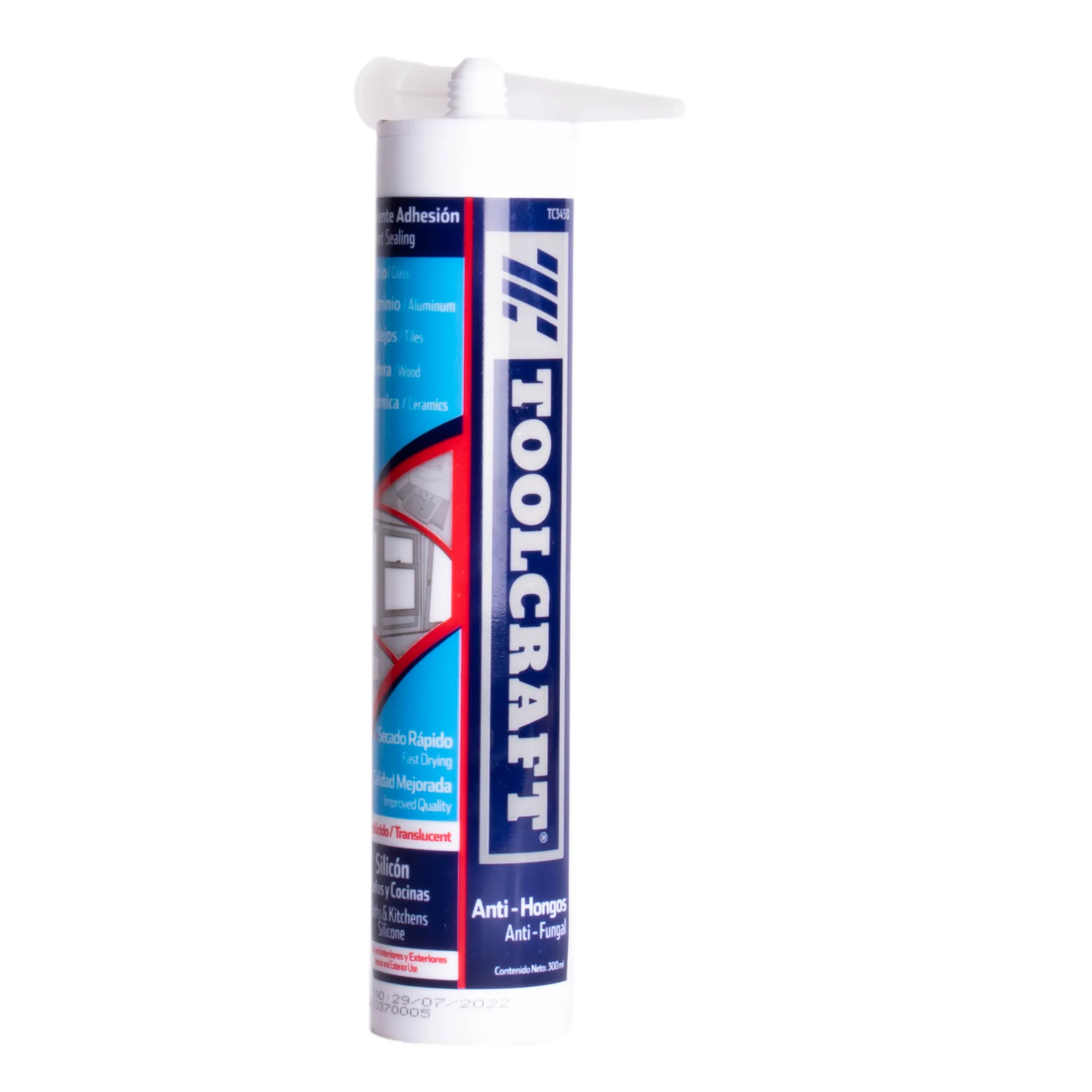 Silicona Transparente 300 Ml Toolcraft Para Baños Y Cocinas