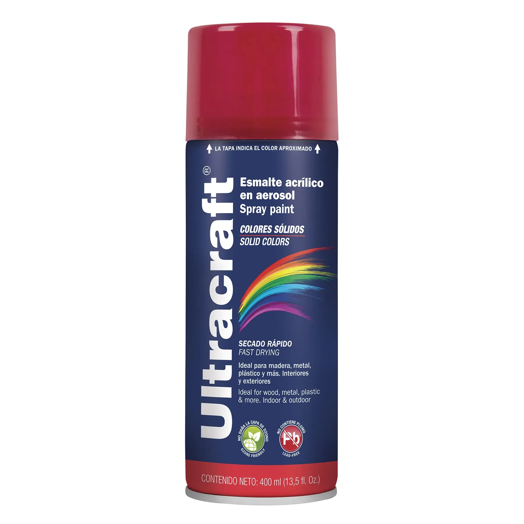 Pintura Rojo Fuego En Aerosol De 400 Ml, Secado Rápido Ultracraft