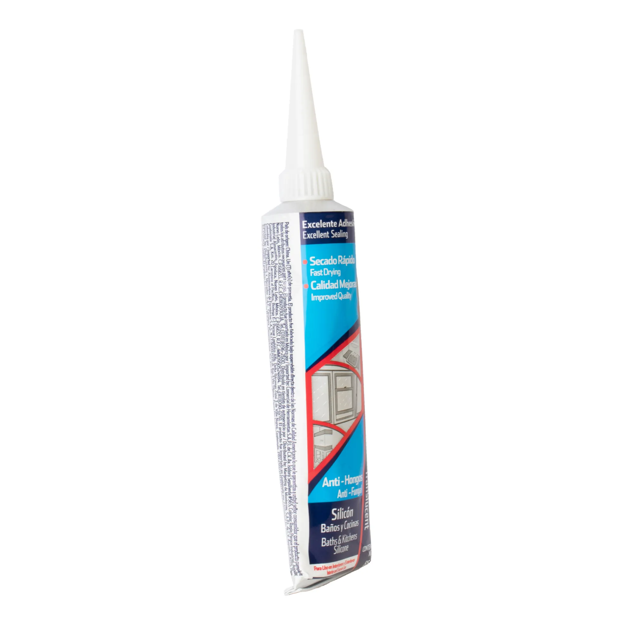 Silicona Transparente 85 Gr Toolcraft Para Baños Y Cocinas