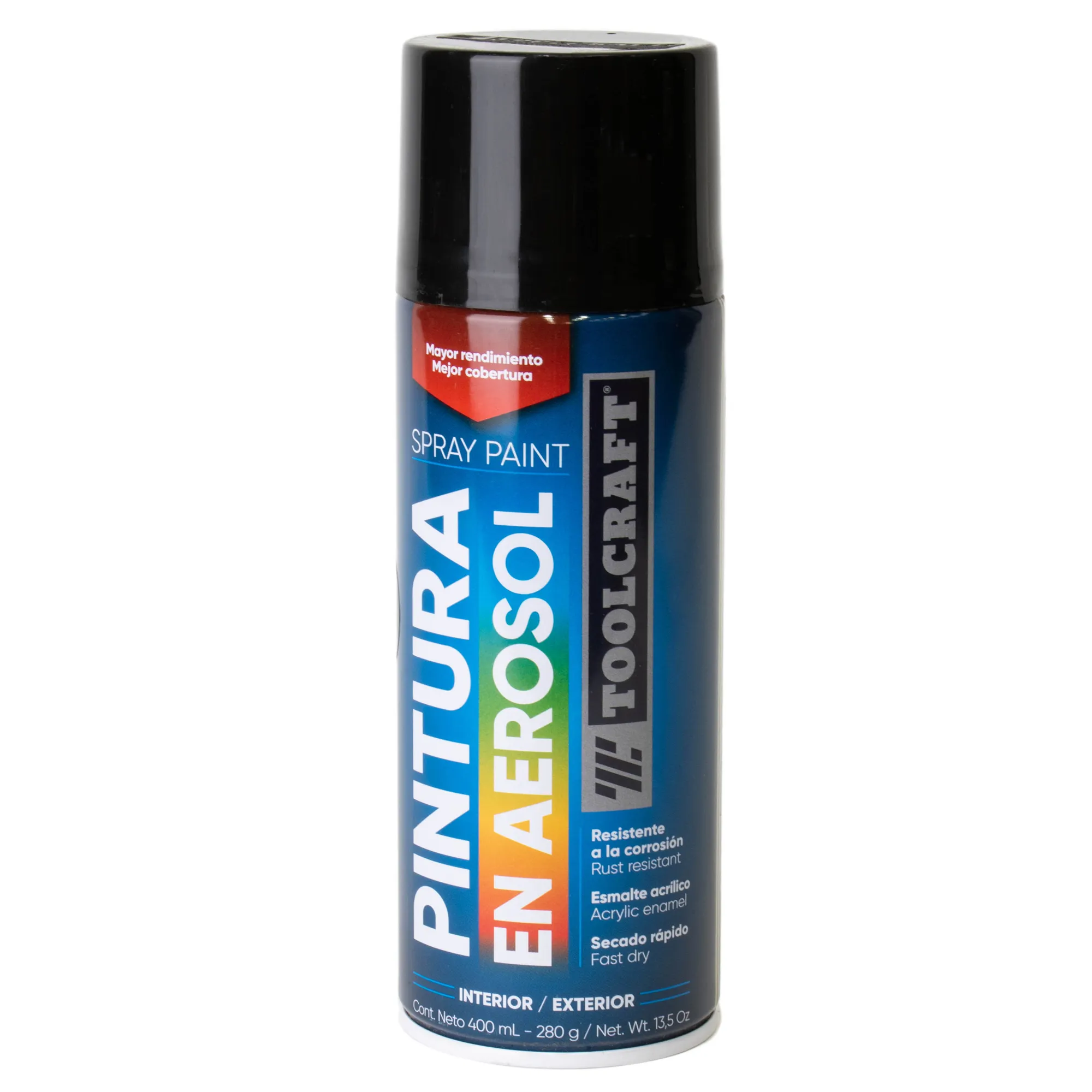 Pintura Aerosol Negro Brillante Toolcraft 400 Ml Sin Plomo