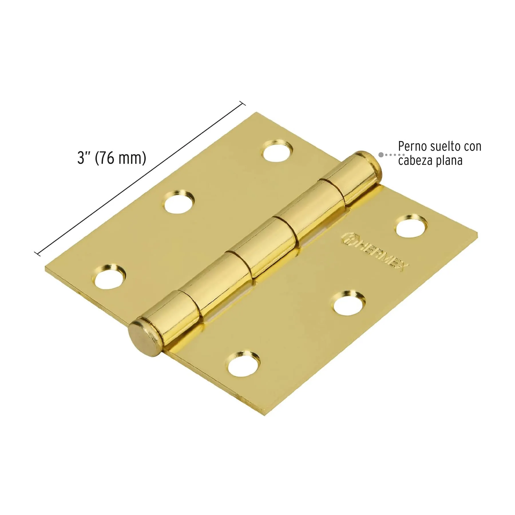 Caja De 20 Bisagras Cuadradas De 7.6 Cm, Acero Latonado Hermex