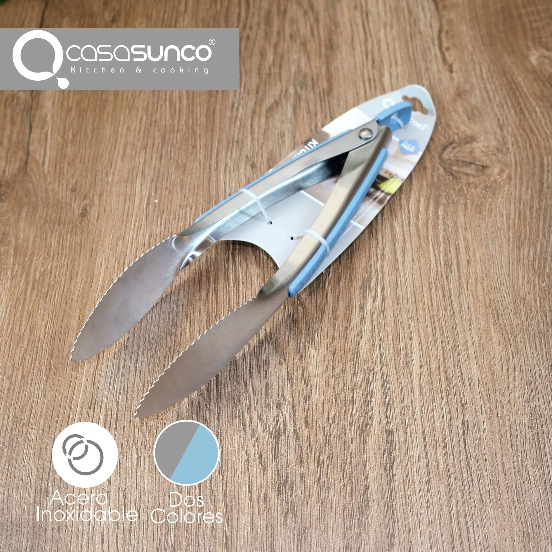 Pinza Para Cocina En Acero Azul Cielo