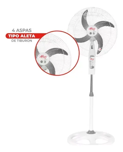 Ventilador altezza  18" 4ASPAS pedestal  doble balinera blanco- malla plastica 